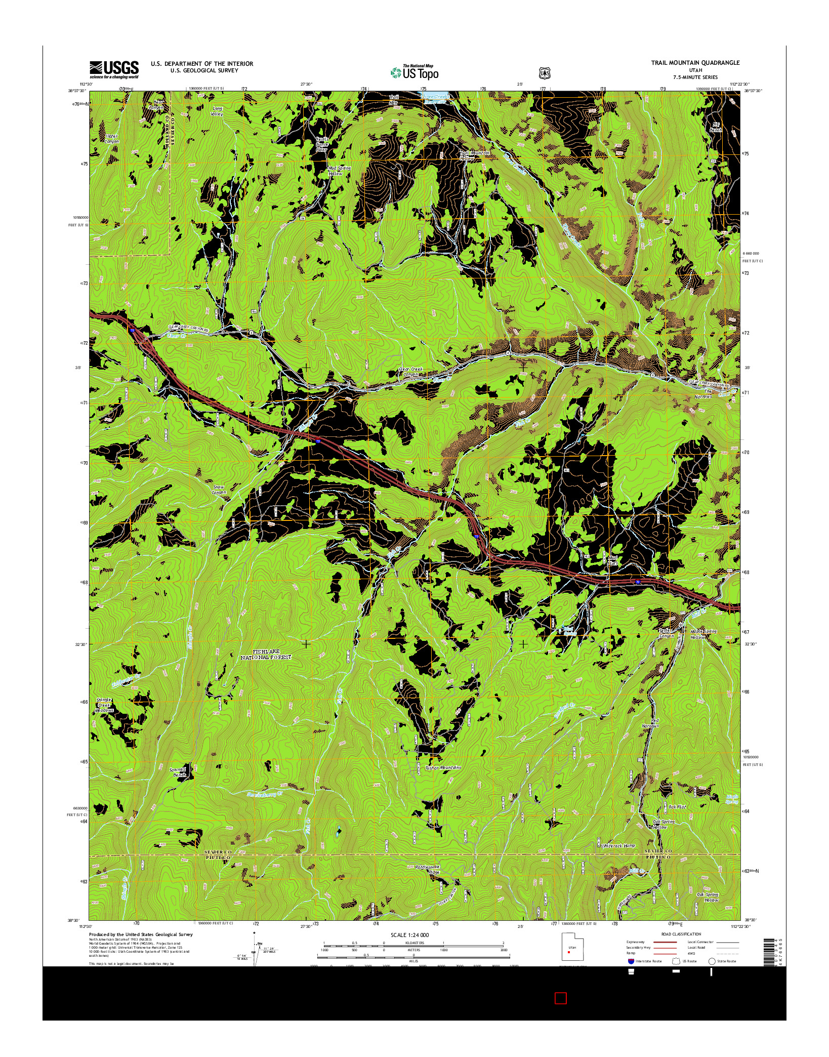 USGS US TOPO 7.5-MINUTE MAP FOR TRAIL MOUNTAIN, UT 2014