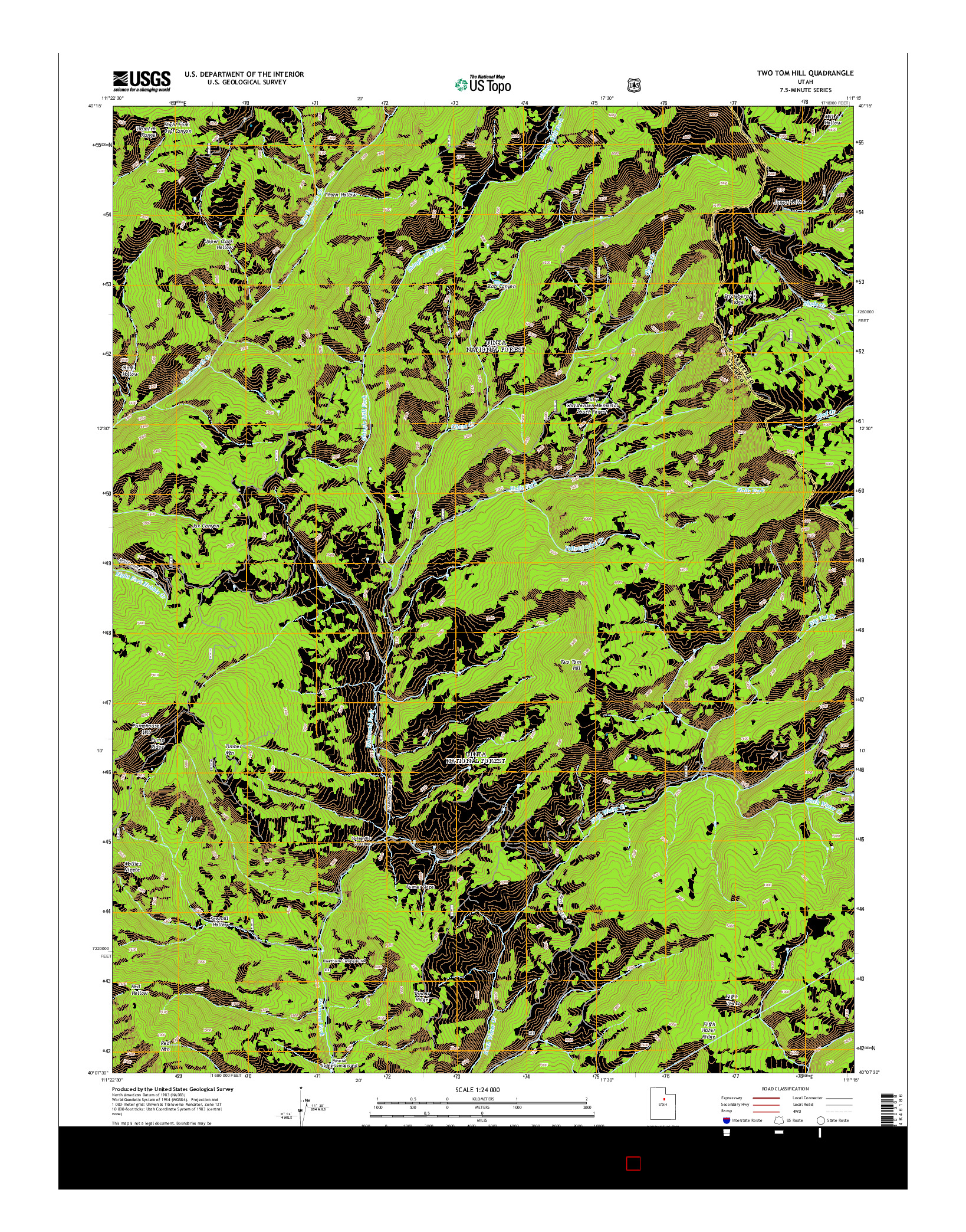 USGS US TOPO 7.5-MINUTE MAP FOR TWO TOM HILL, UT 2014