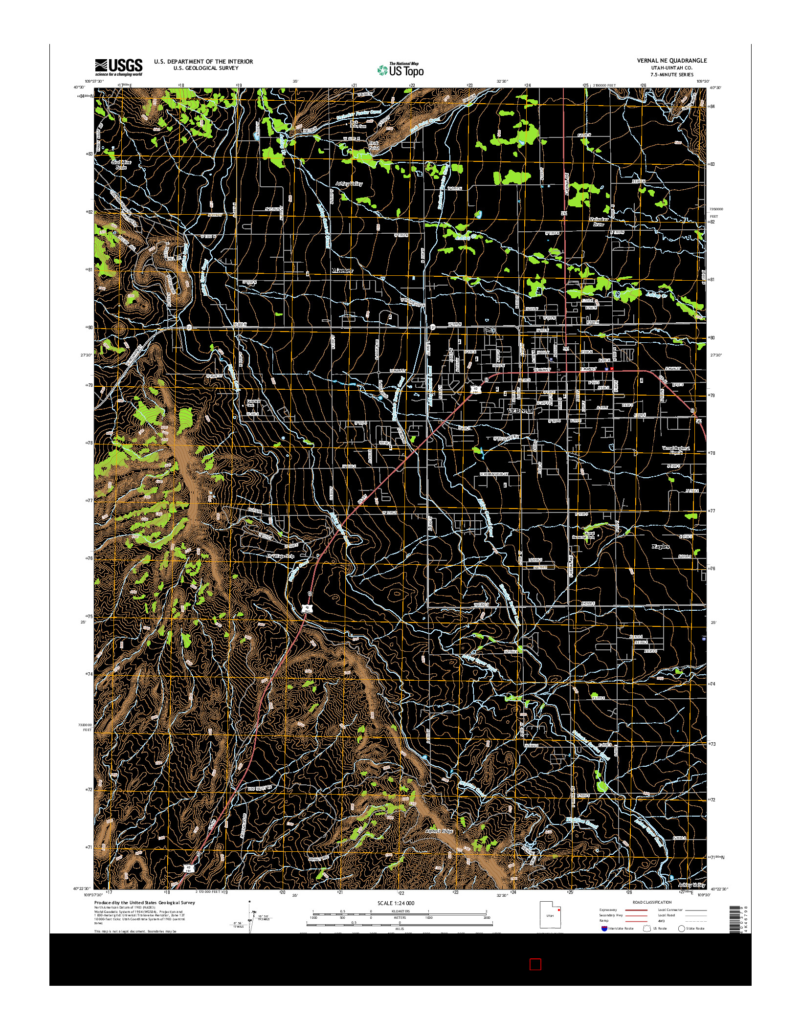 USGS US TOPO 7.5-MINUTE MAP FOR VERNAL NE, UT 2014