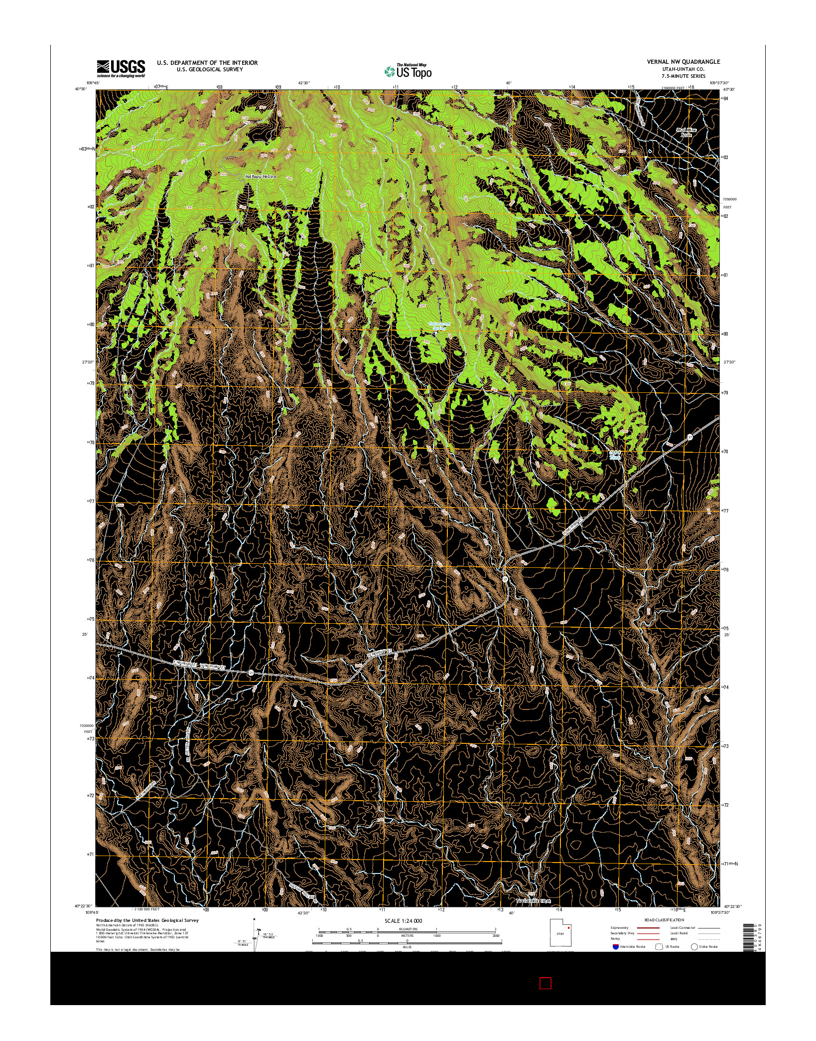 USGS US TOPO 7.5-MINUTE MAP FOR VERNAL NW, UT 2014