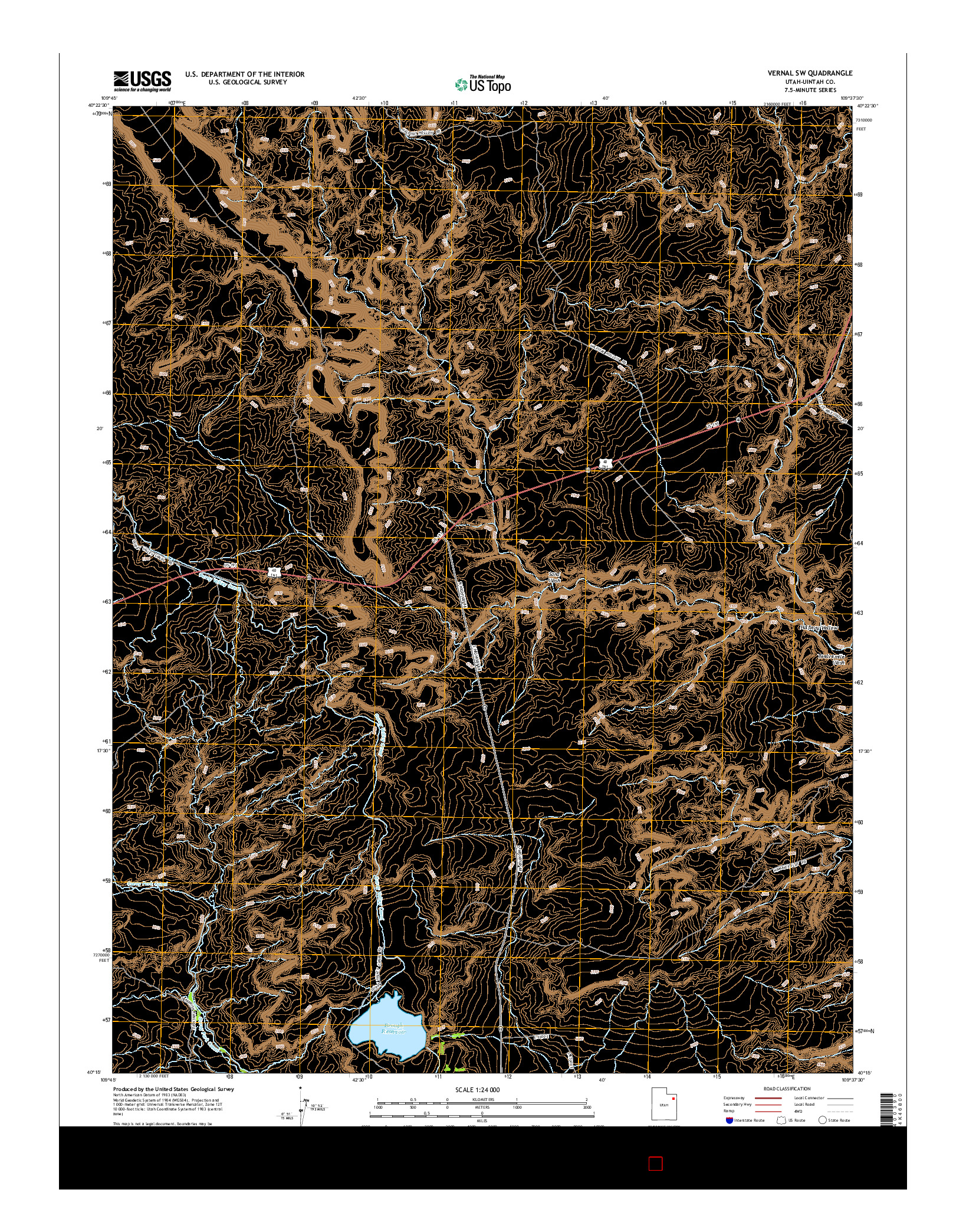 USGS US TOPO 7.5-MINUTE MAP FOR VERNAL SW, UT 2014