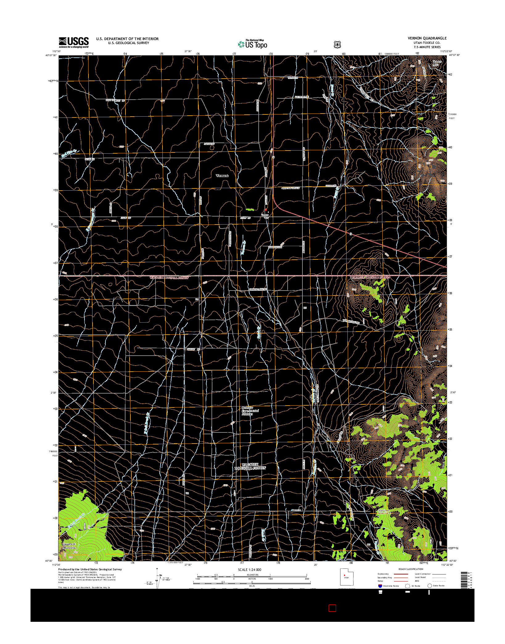 USGS US TOPO 7.5-MINUTE MAP FOR VERNON, UT 2014