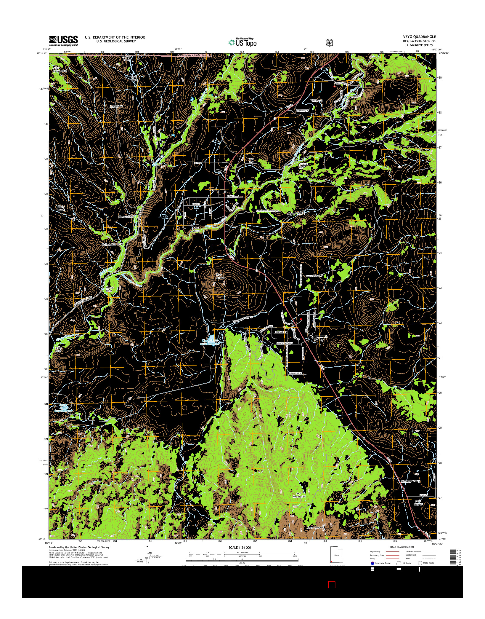 USGS US TOPO 7.5-MINUTE MAP FOR VEYO, UT 2014