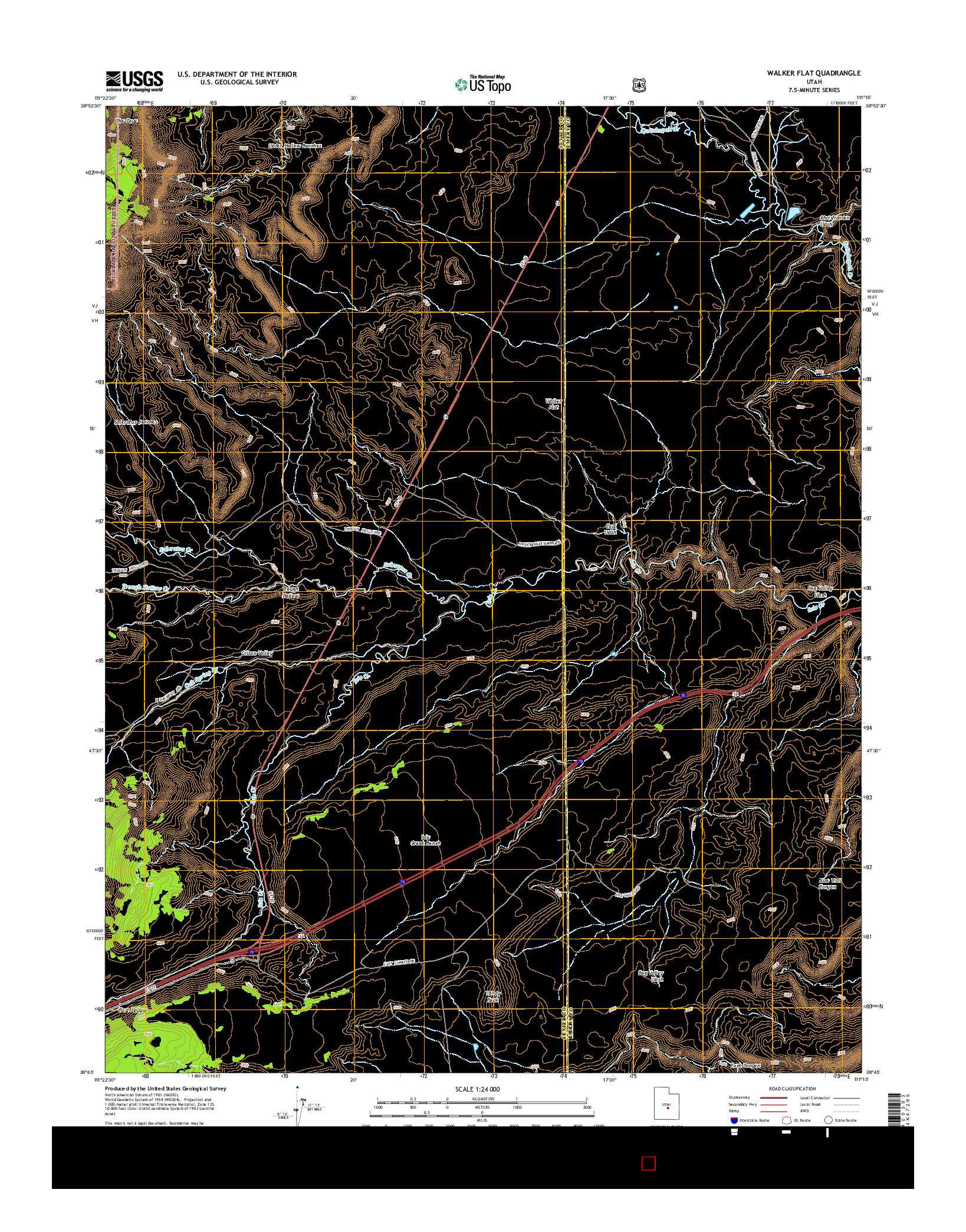 USGS US TOPO 7.5-MINUTE MAP FOR WALKER FLAT, UT 2014