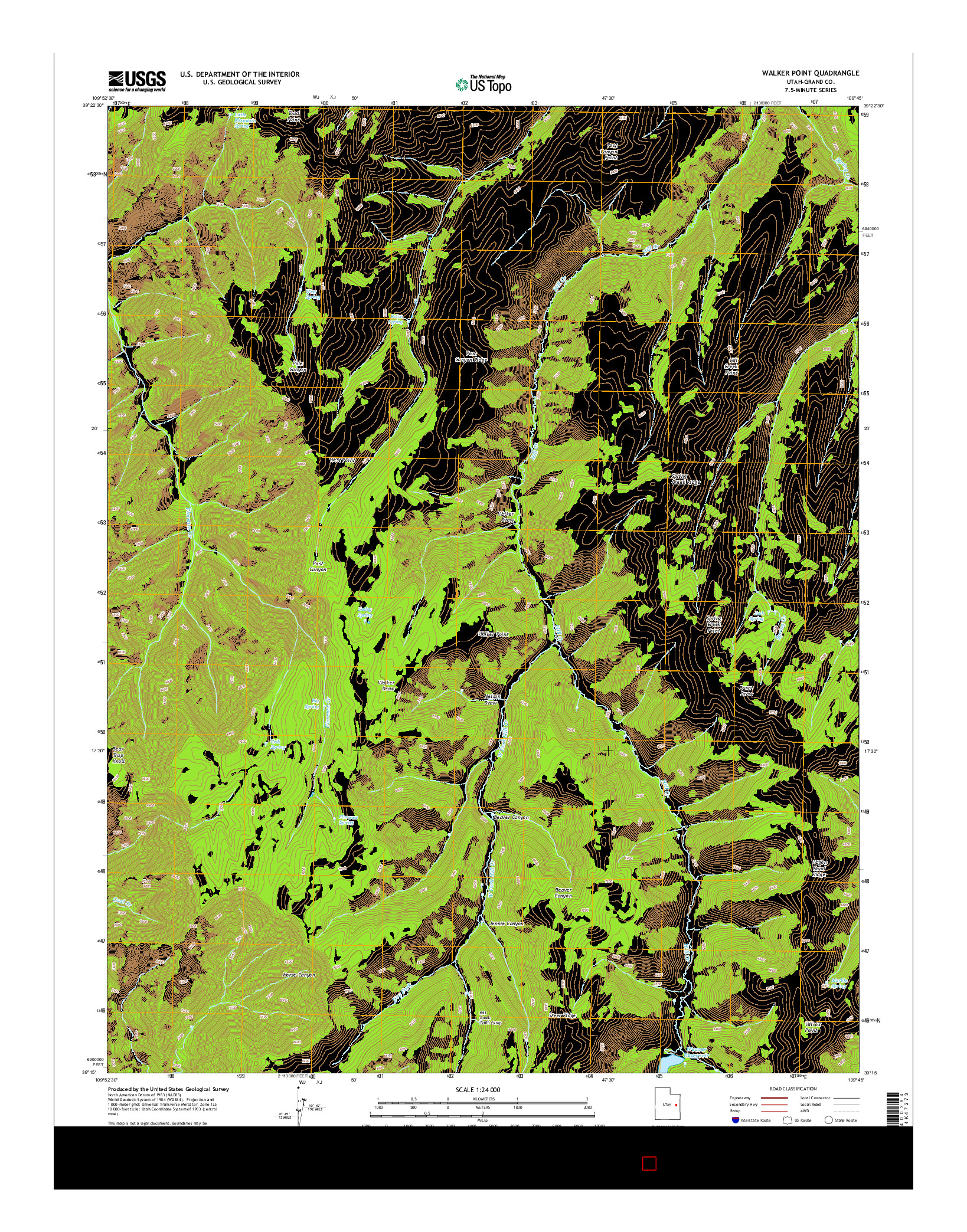 USGS US TOPO 7.5-MINUTE MAP FOR WALKER POINT, UT 2014