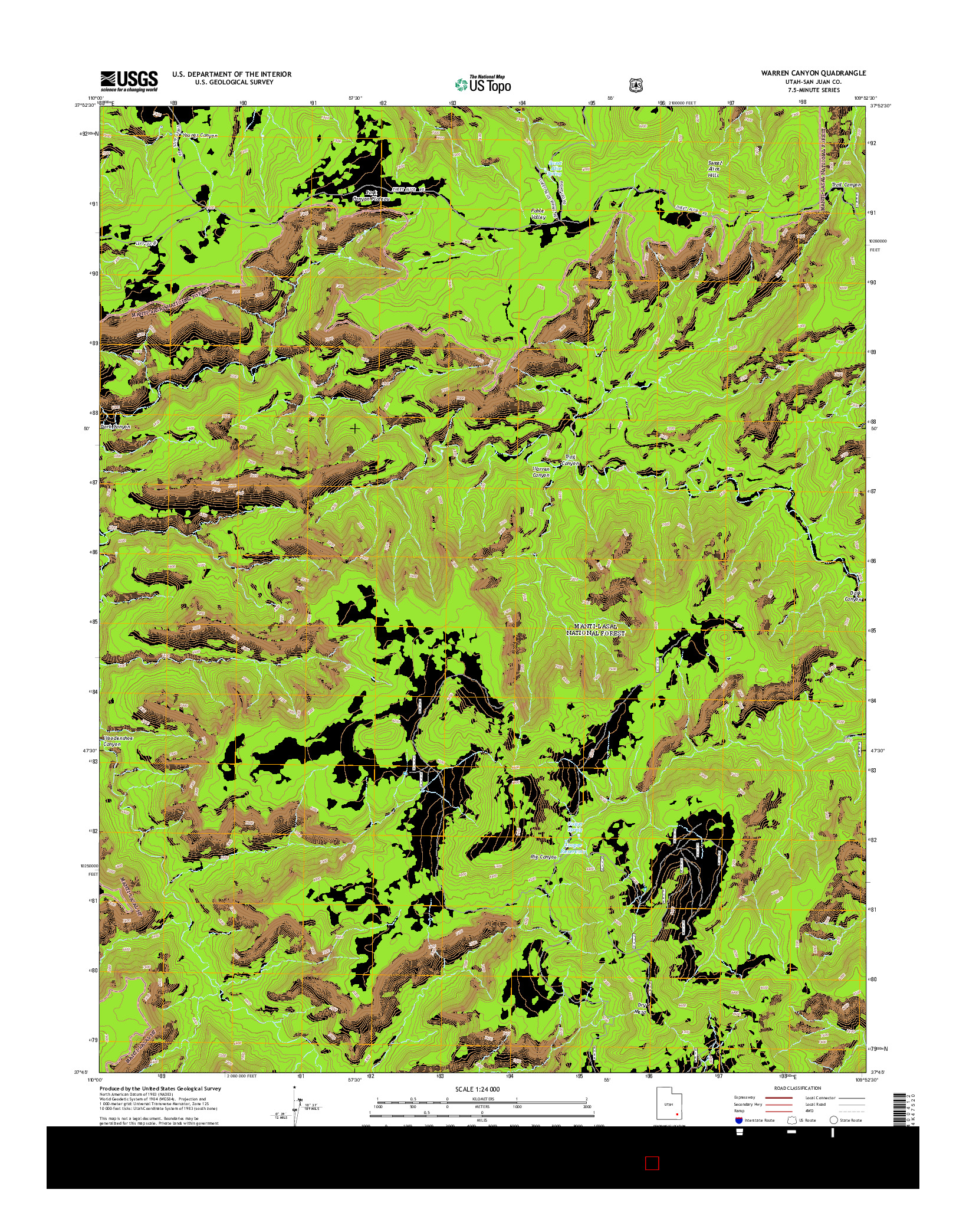 USGS US TOPO 7.5-MINUTE MAP FOR WARREN CANYON, UT 2014