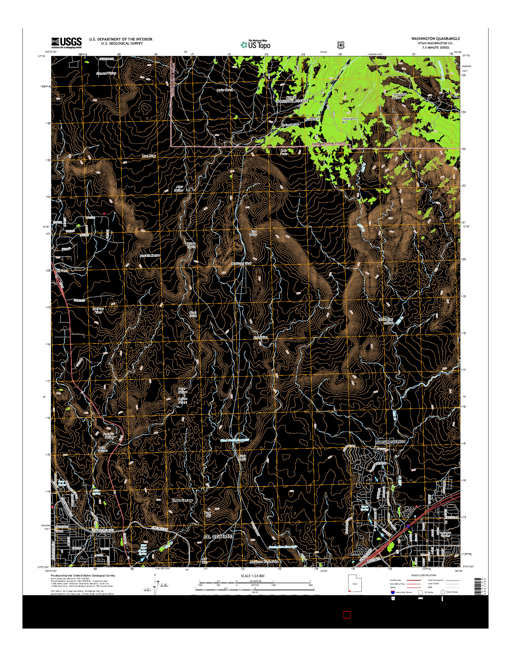 USGS US TOPO 7.5-MINUTE MAP FOR WASHINGTON, UT 2014
