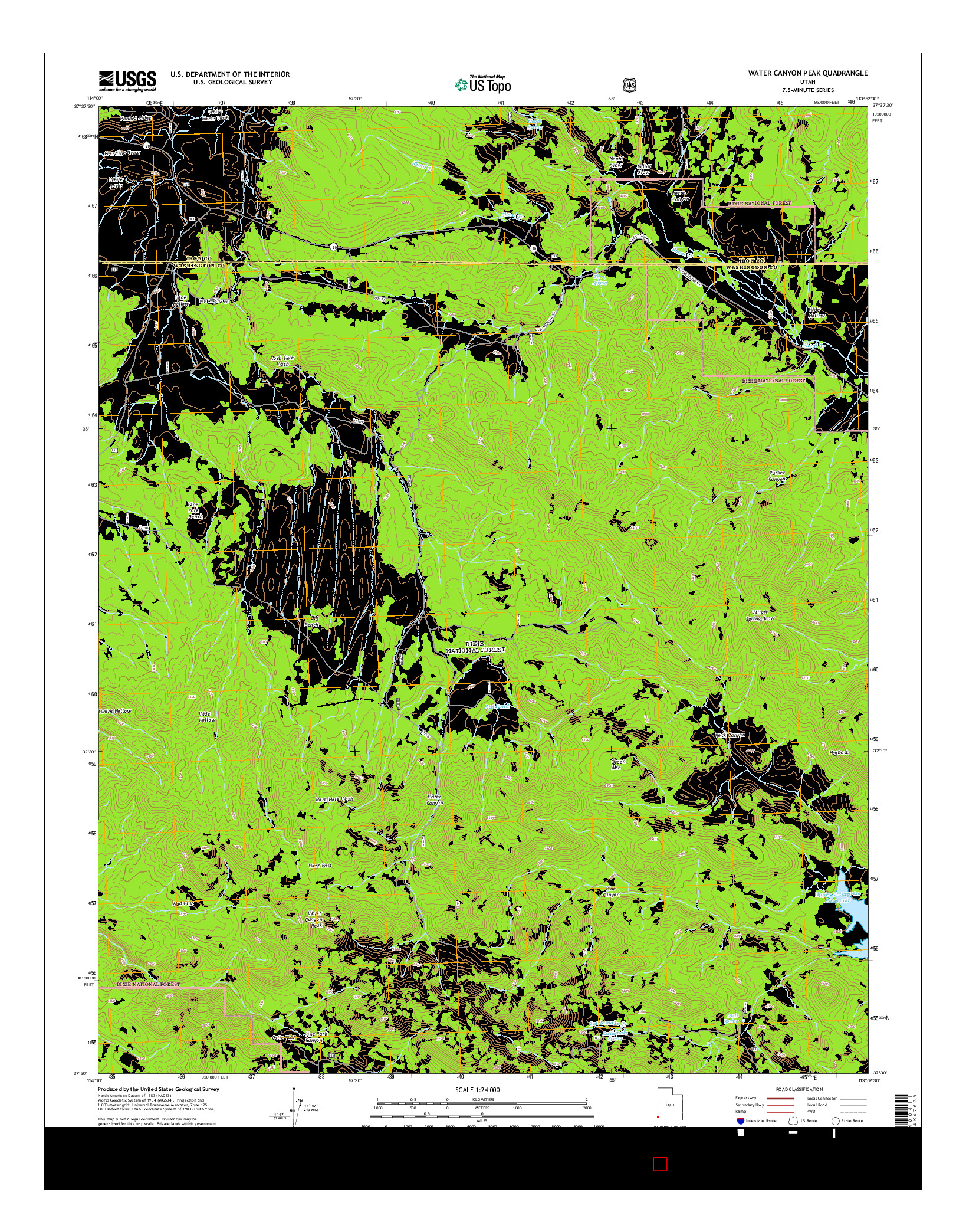 USGS US TOPO 7.5-MINUTE MAP FOR WATER CANYON PEAK, UT 2014