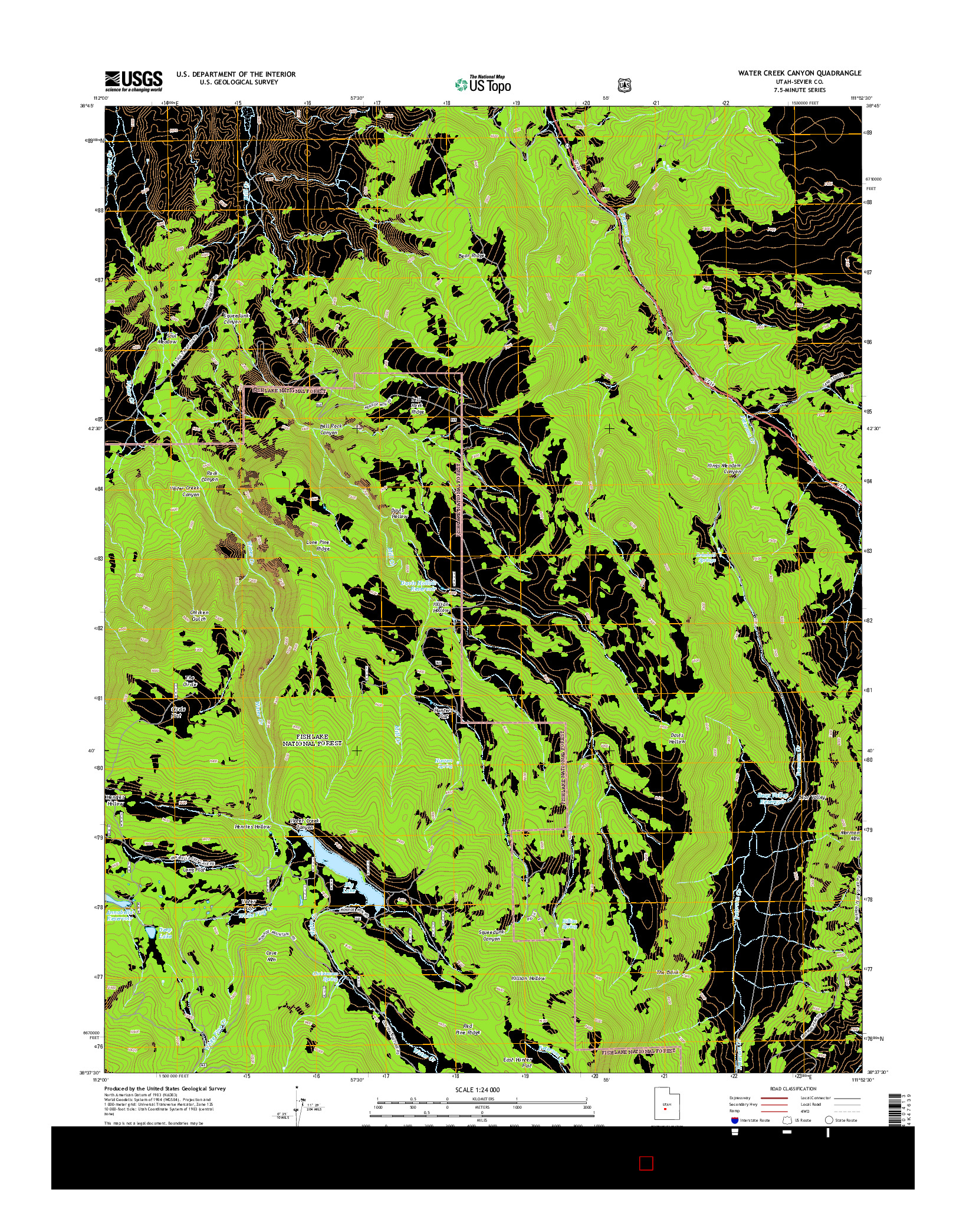 USGS US TOPO 7.5-MINUTE MAP FOR WATER CREEK CANYON, UT 2014