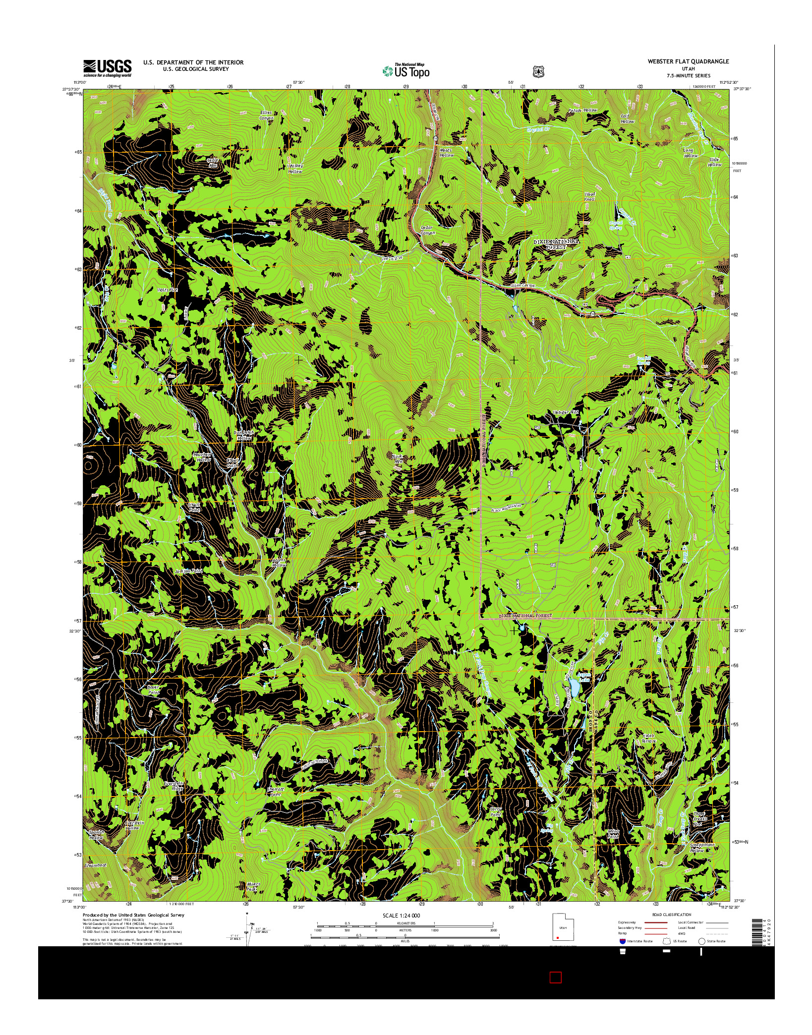 USGS US TOPO 7.5-MINUTE MAP FOR WEBSTER FLAT, UT 2014