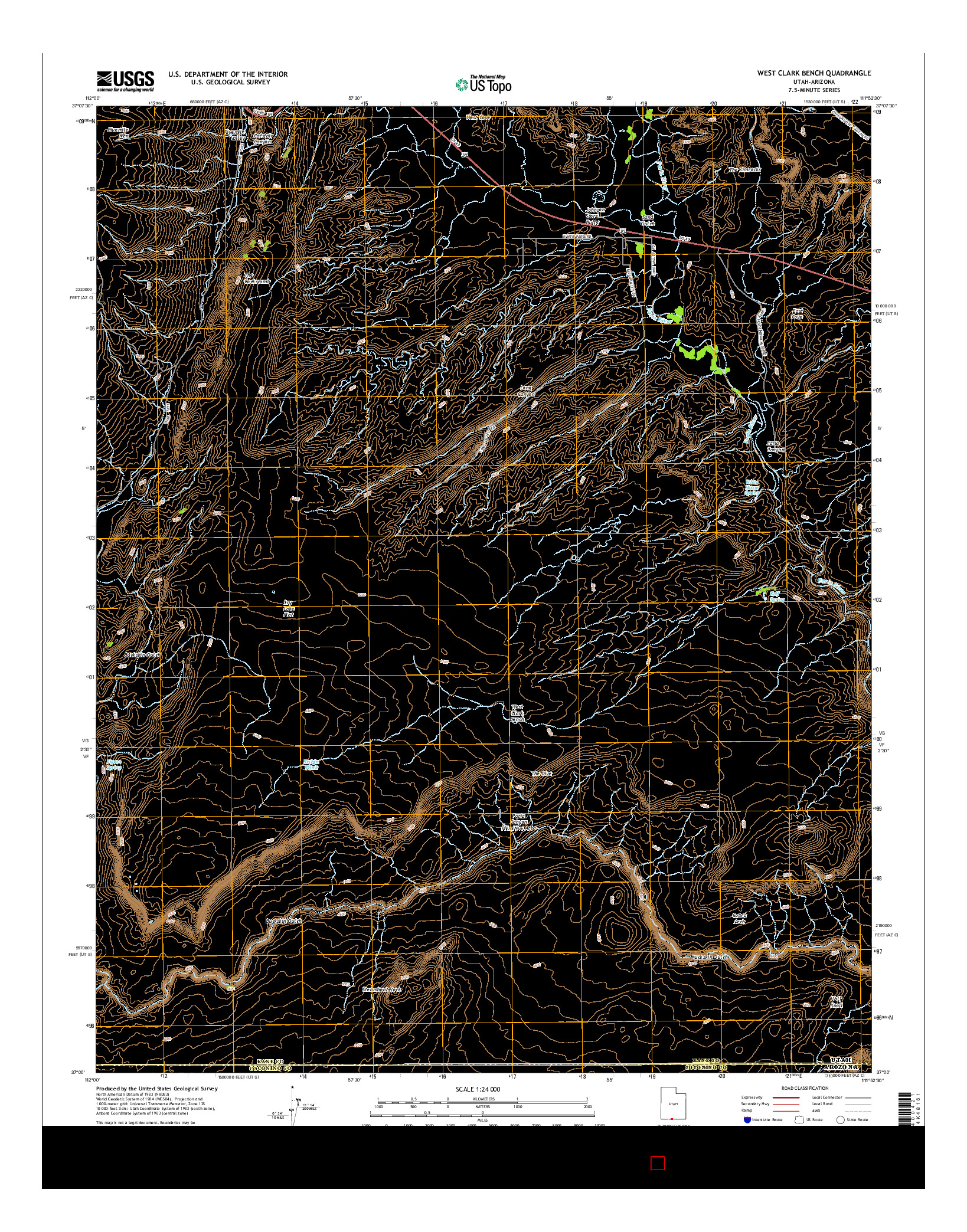 USGS US TOPO 7.5-MINUTE MAP FOR WEST CLARK BENCH, UT-AZ 2014