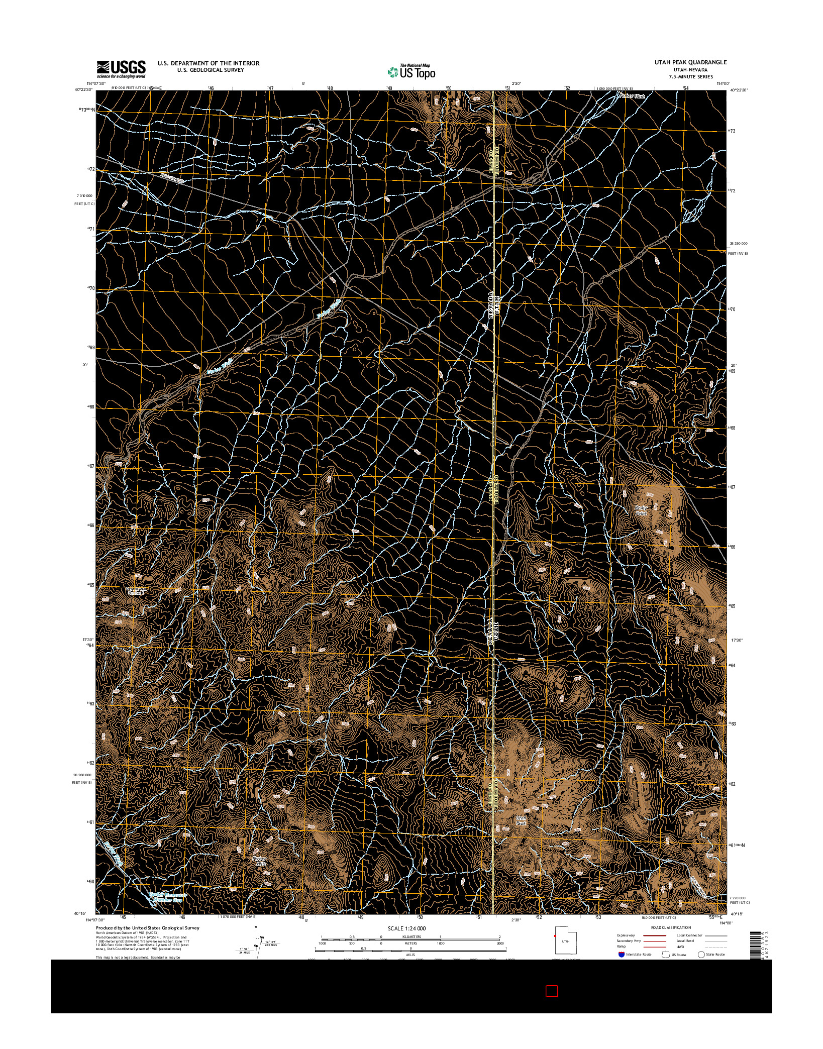 USGS US TOPO 7.5-MINUTE MAP FOR UTAH PEAK, UT-NV 2014