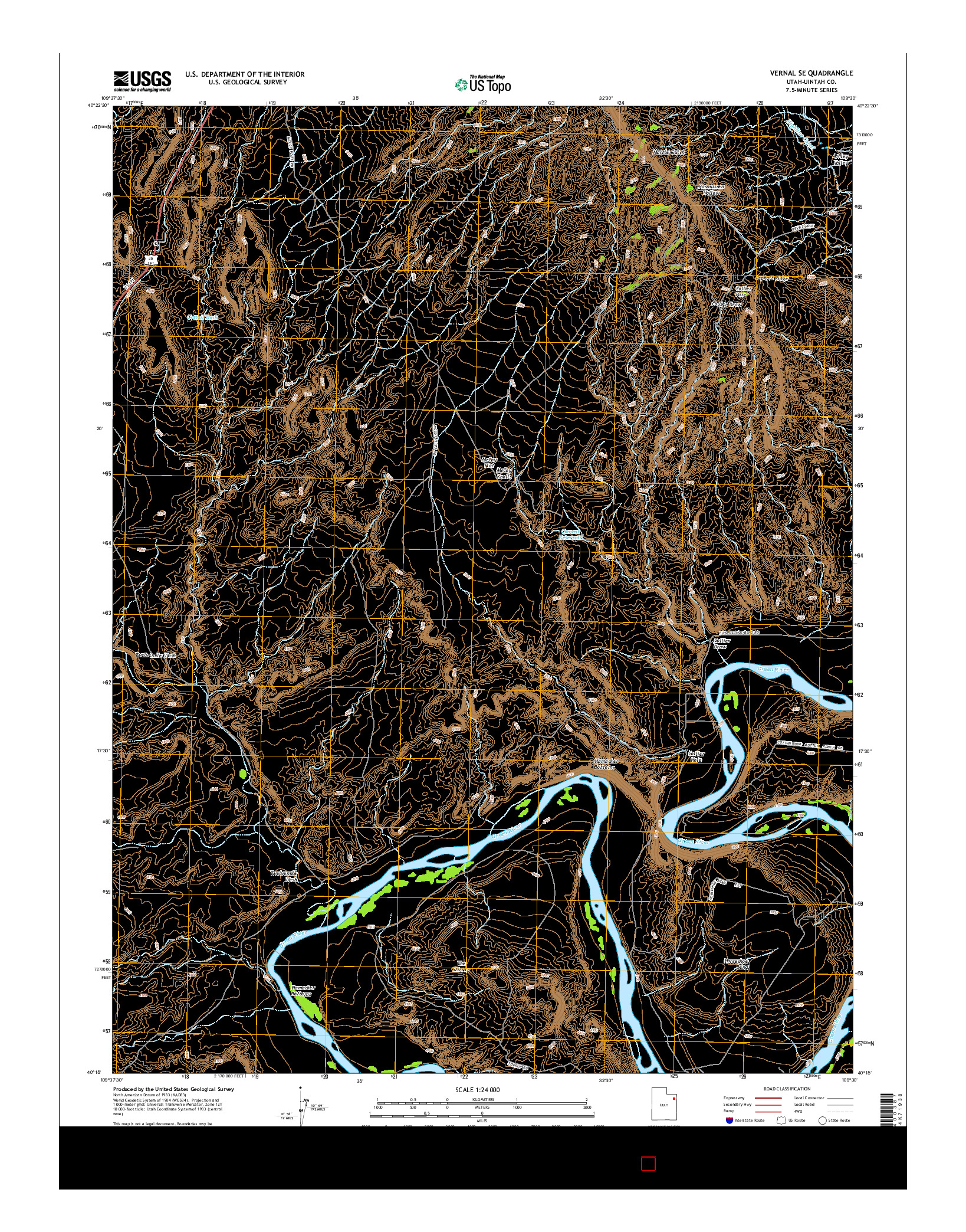 USGS US TOPO 7.5-MINUTE MAP FOR VERNAL SE, UT 2014