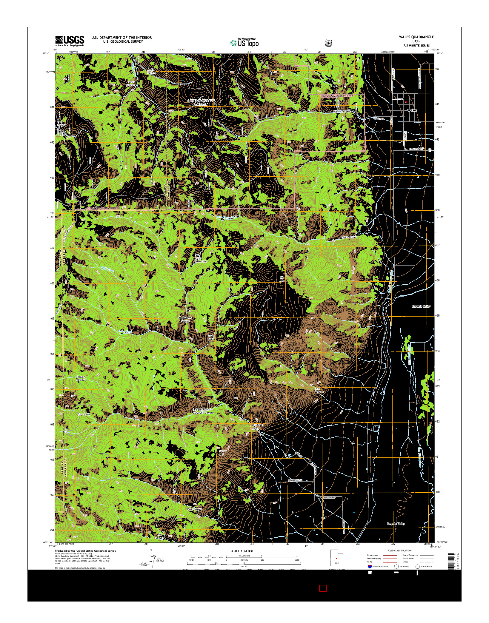 USGS US TOPO 7.5-MINUTE MAP FOR WALES, UT 2014