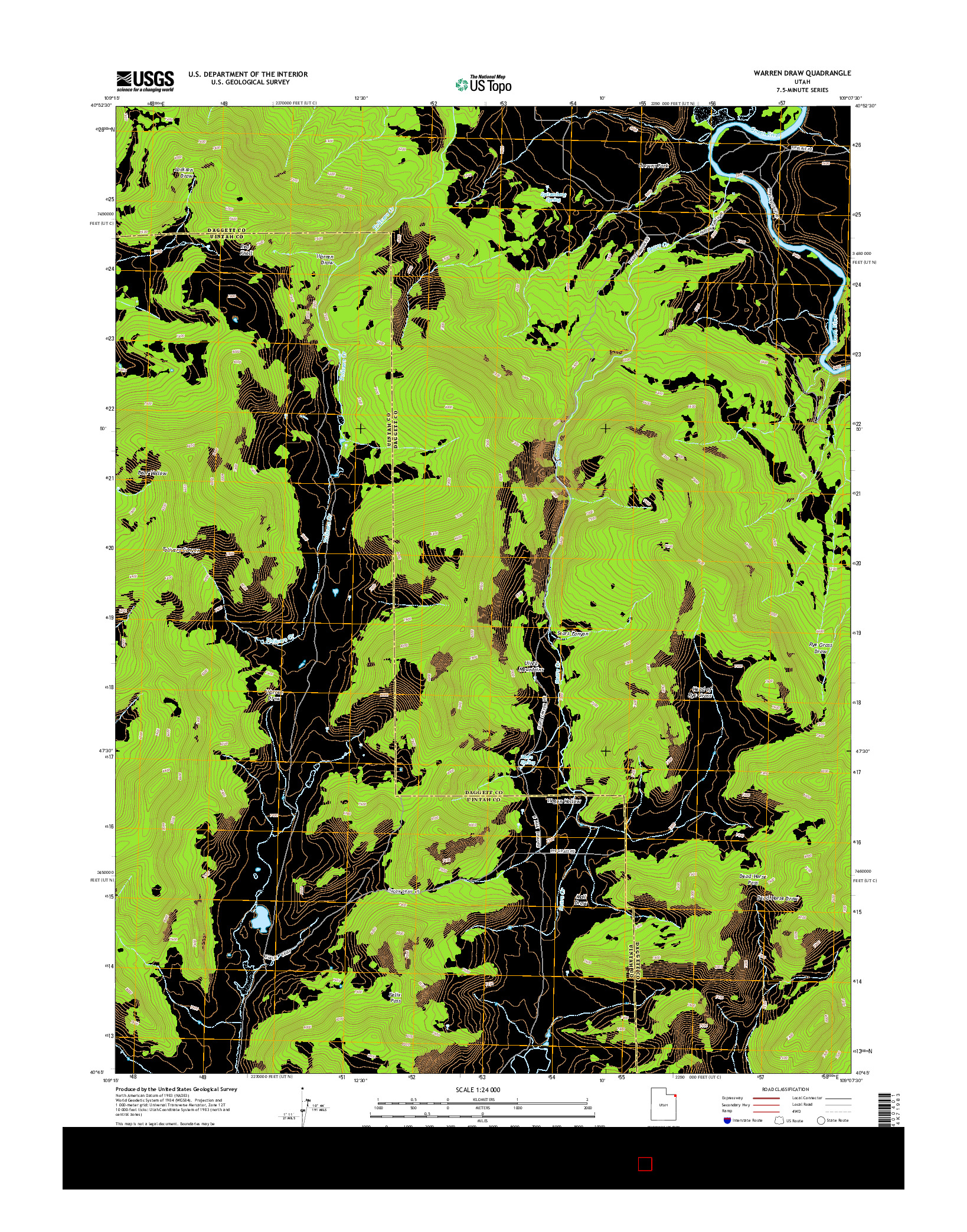 USGS US TOPO 7.5-MINUTE MAP FOR WARREN DRAW, UT 2014