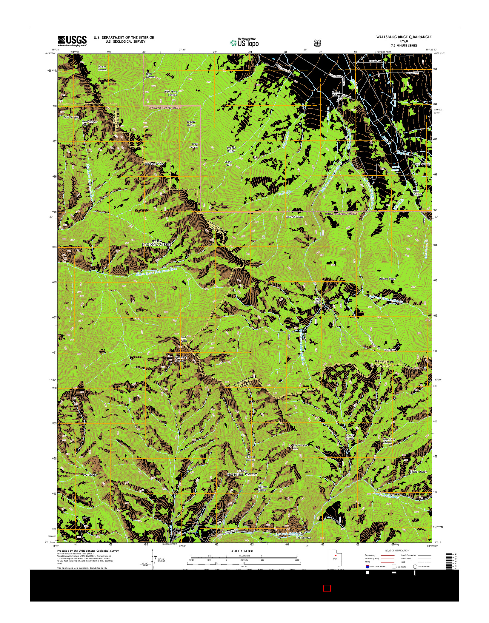 USGS US TOPO 7.5-MINUTE MAP FOR WALLSBURG RIDGE, UT 2014