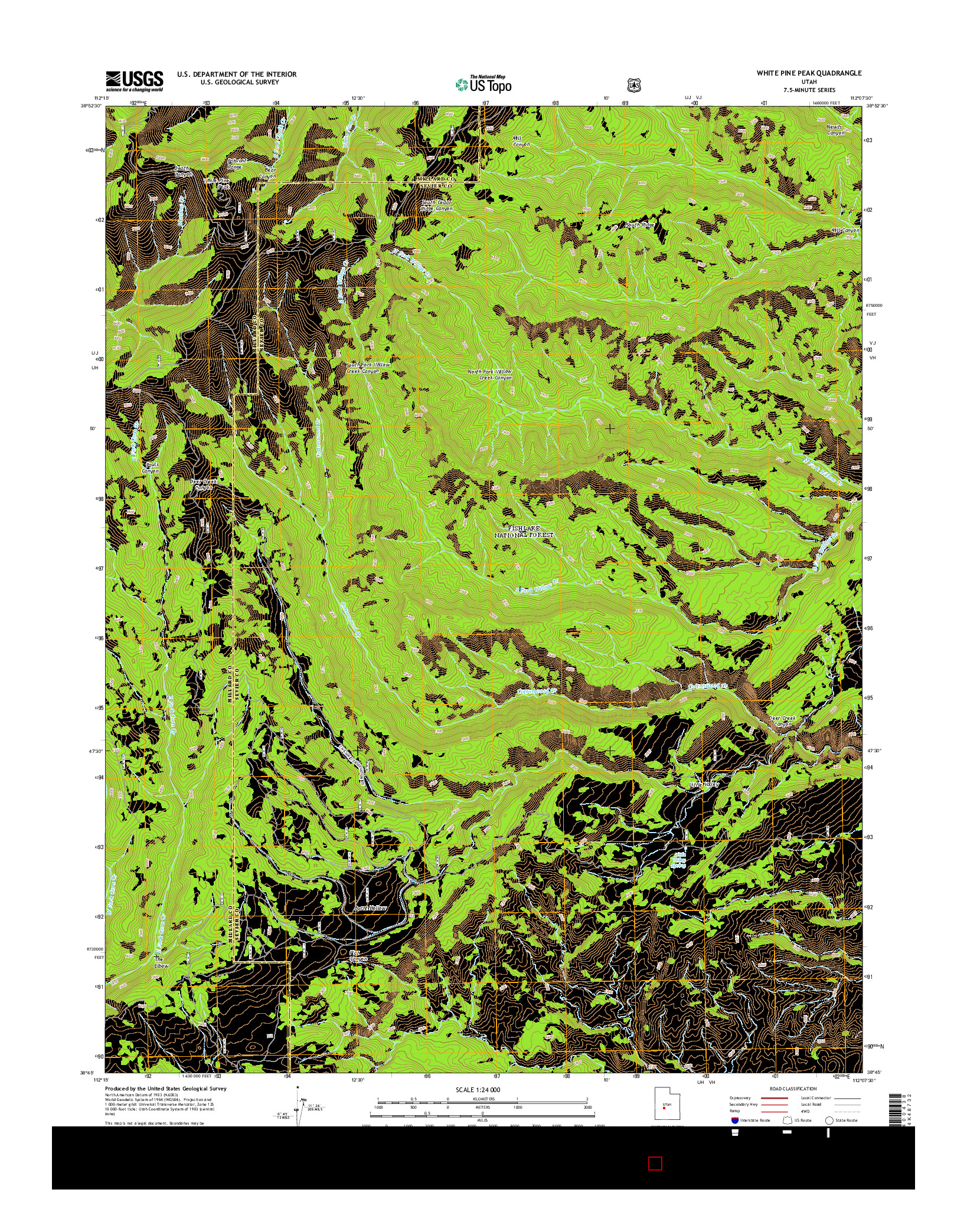 USGS US TOPO 7.5-MINUTE MAP FOR WHITE PINE PEAK, UT 2014