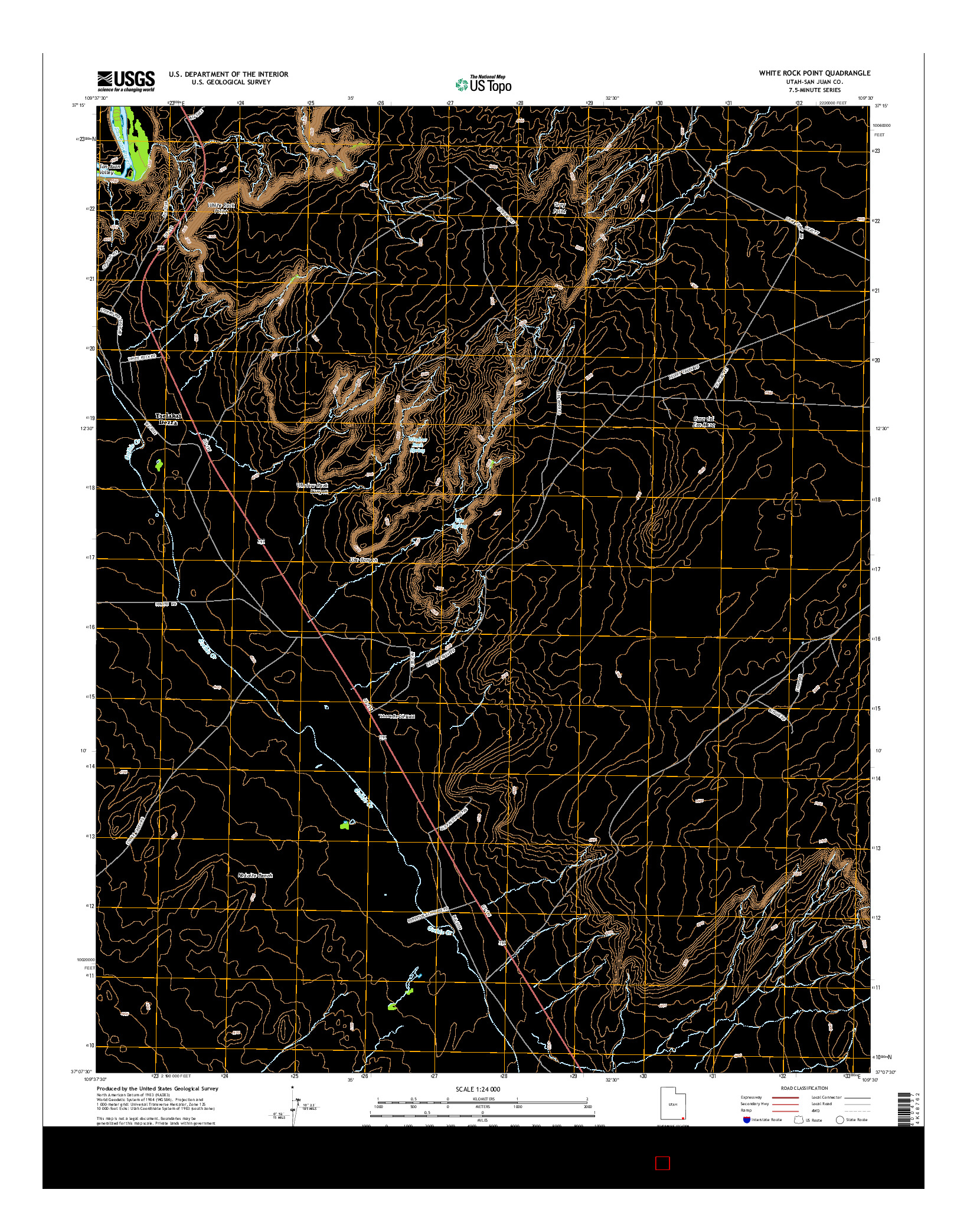 USGS US TOPO 7.5-MINUTE MAP FOR WHITE ROCK POINT, UT 2014