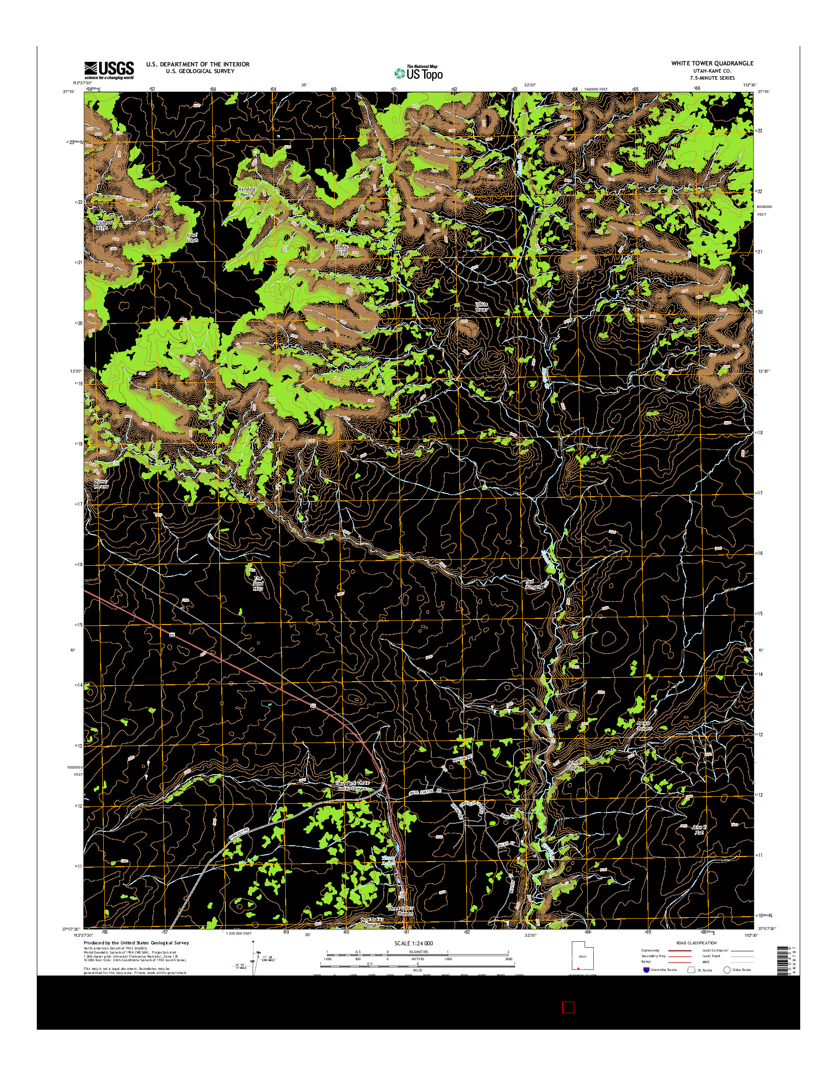 USGS US TOPO 7.5-MINUTE MAP FOR WHITE TOWER, UT 2014