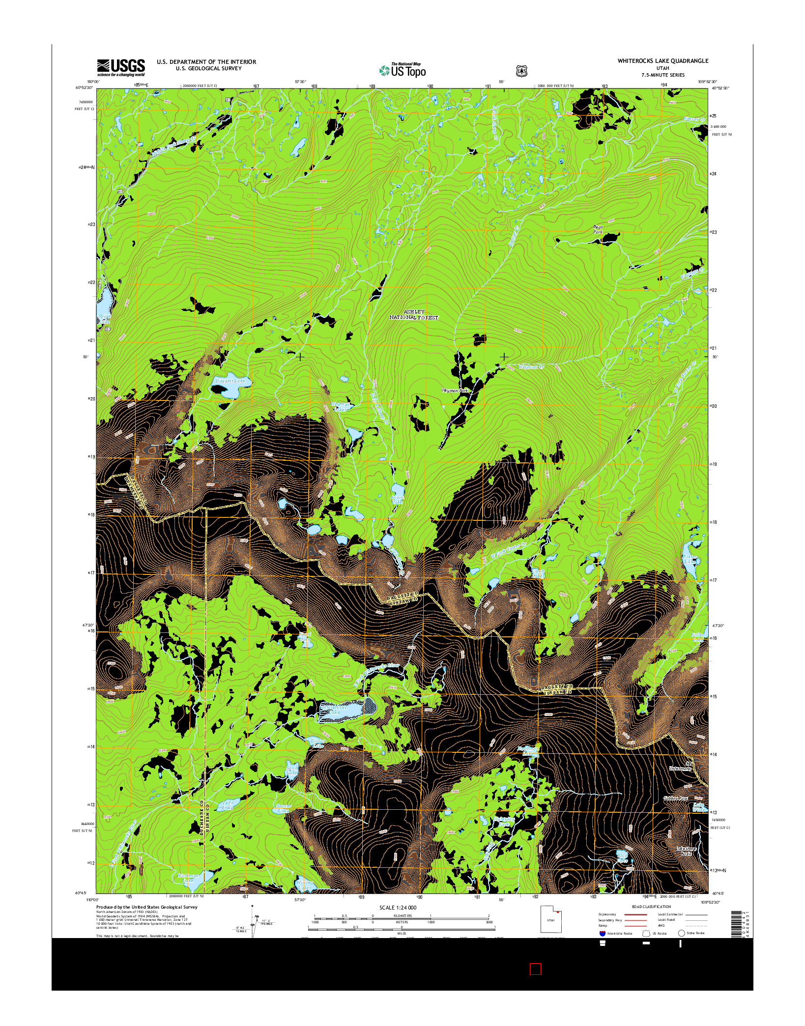 USGS US TOPO 7.5-MINUTE MAP FOR WHITEROCKS LAKE, UT 2014
