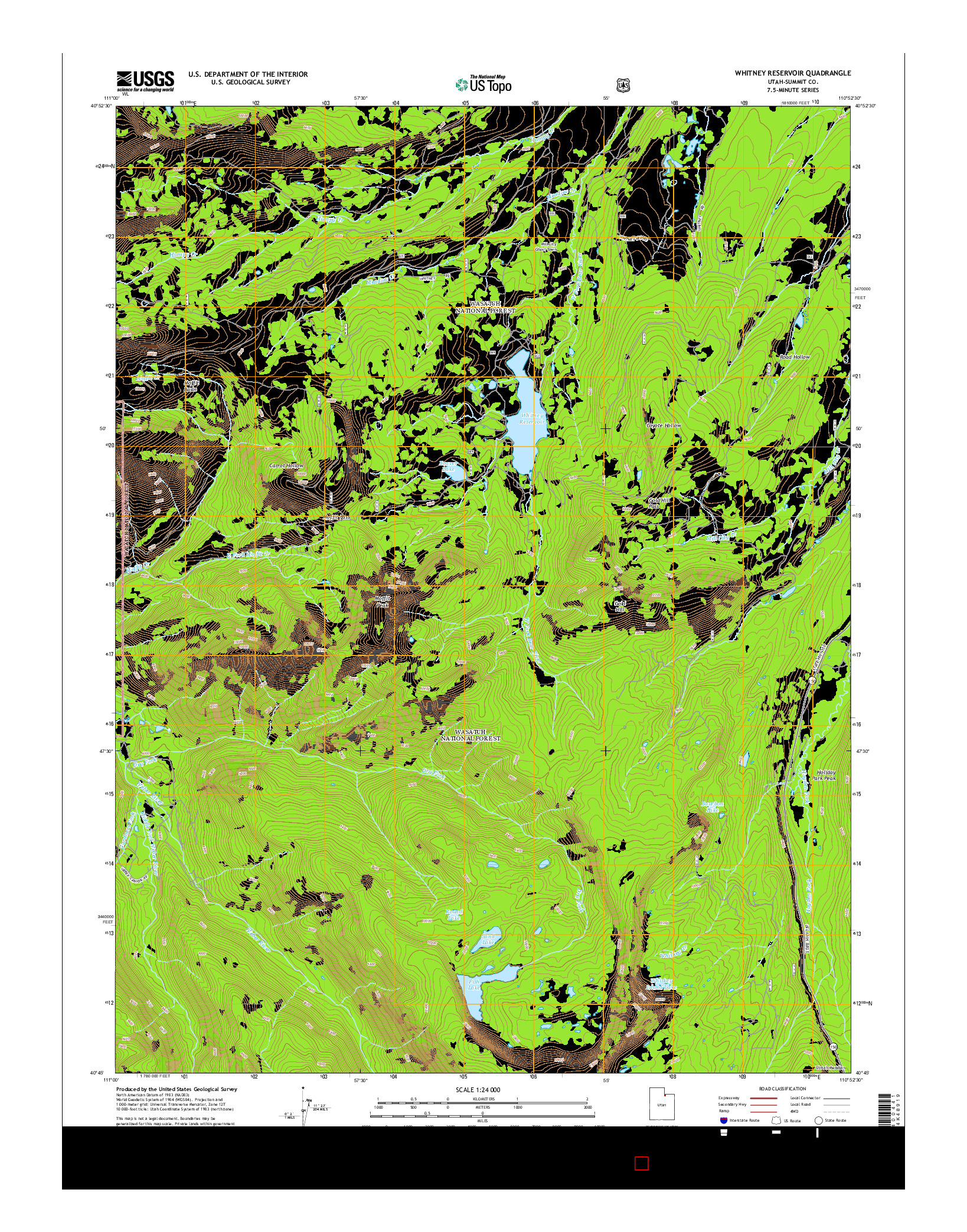 USGS US TOPO 7.5-MINUTE MAP FOR WHITNEY RESERVOIR, UT 2014