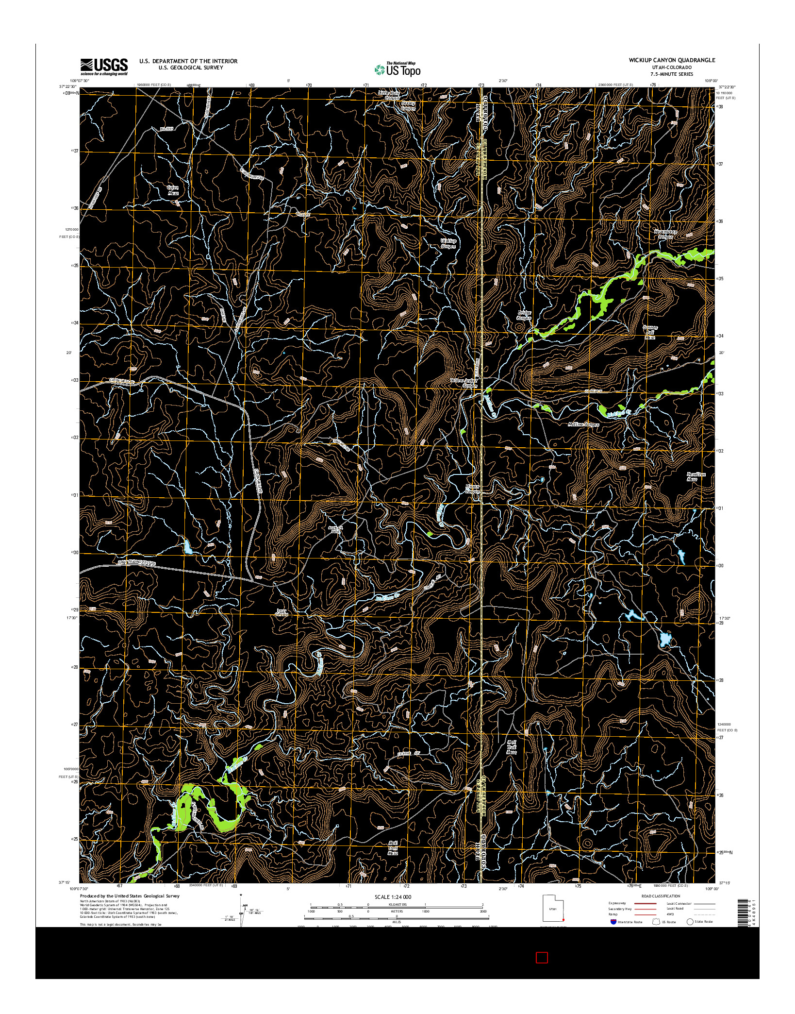 USGS US TOPO 7.5-MINUTE MAP FOR WICKIUP CANYON, UT-CO 2014
