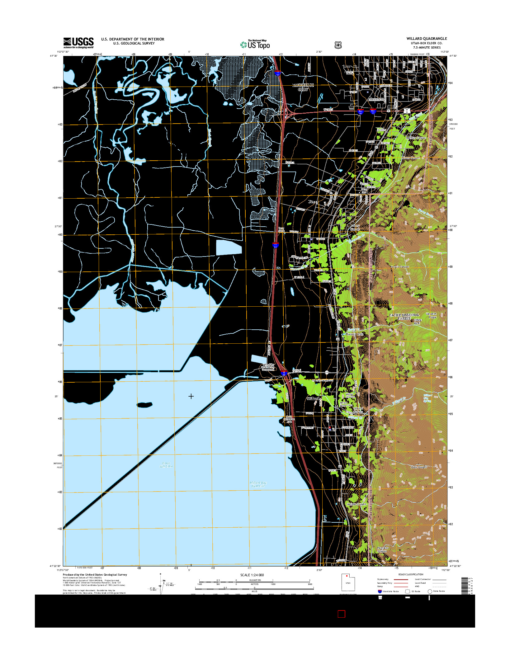 USGS US TOPO 7.5-MINUTE MAP FOR WILLARD, UT 2014