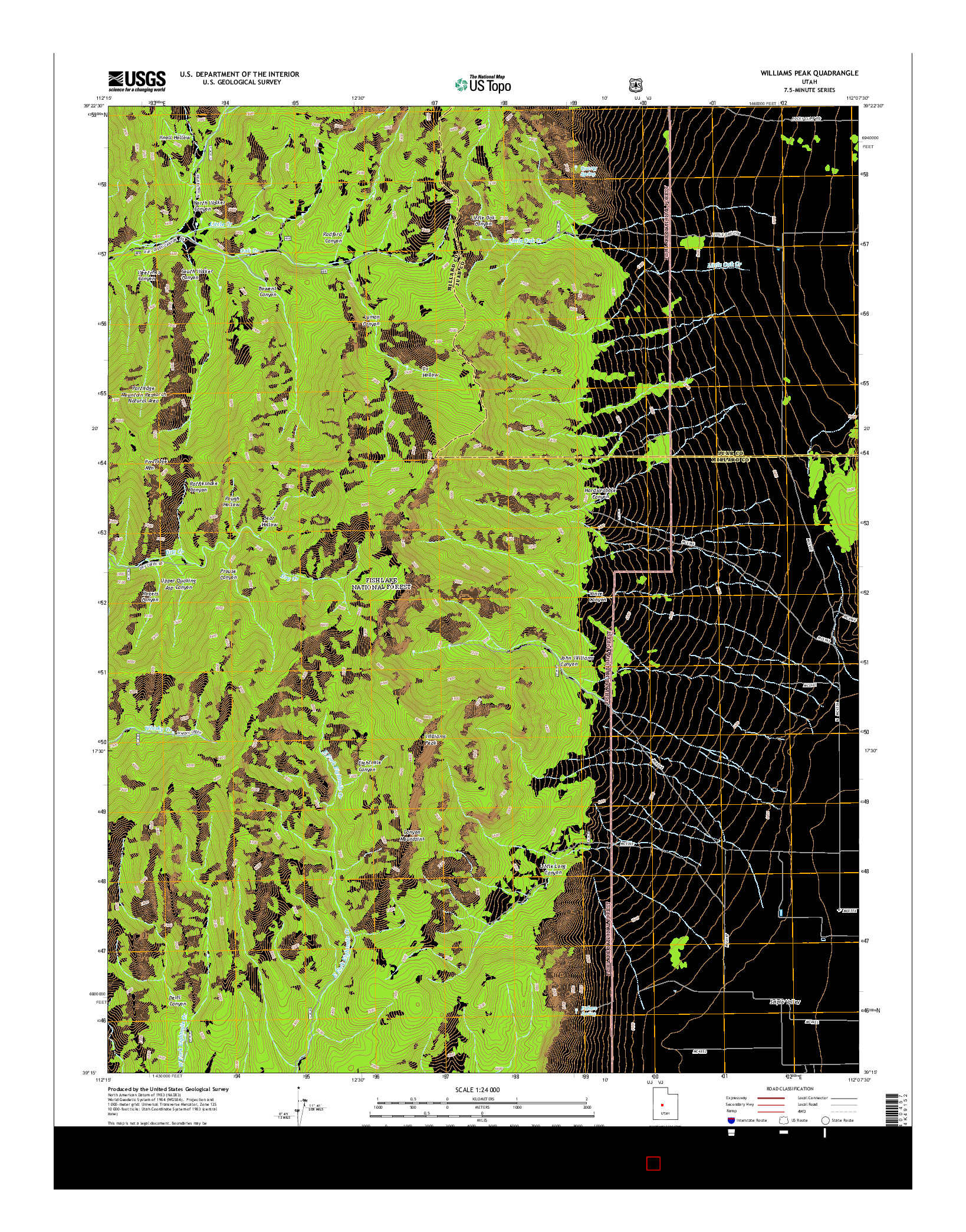 USGS US TOPO 7.5-MINUTE MAP FOR WILLIAMS PEAK, UT 2014