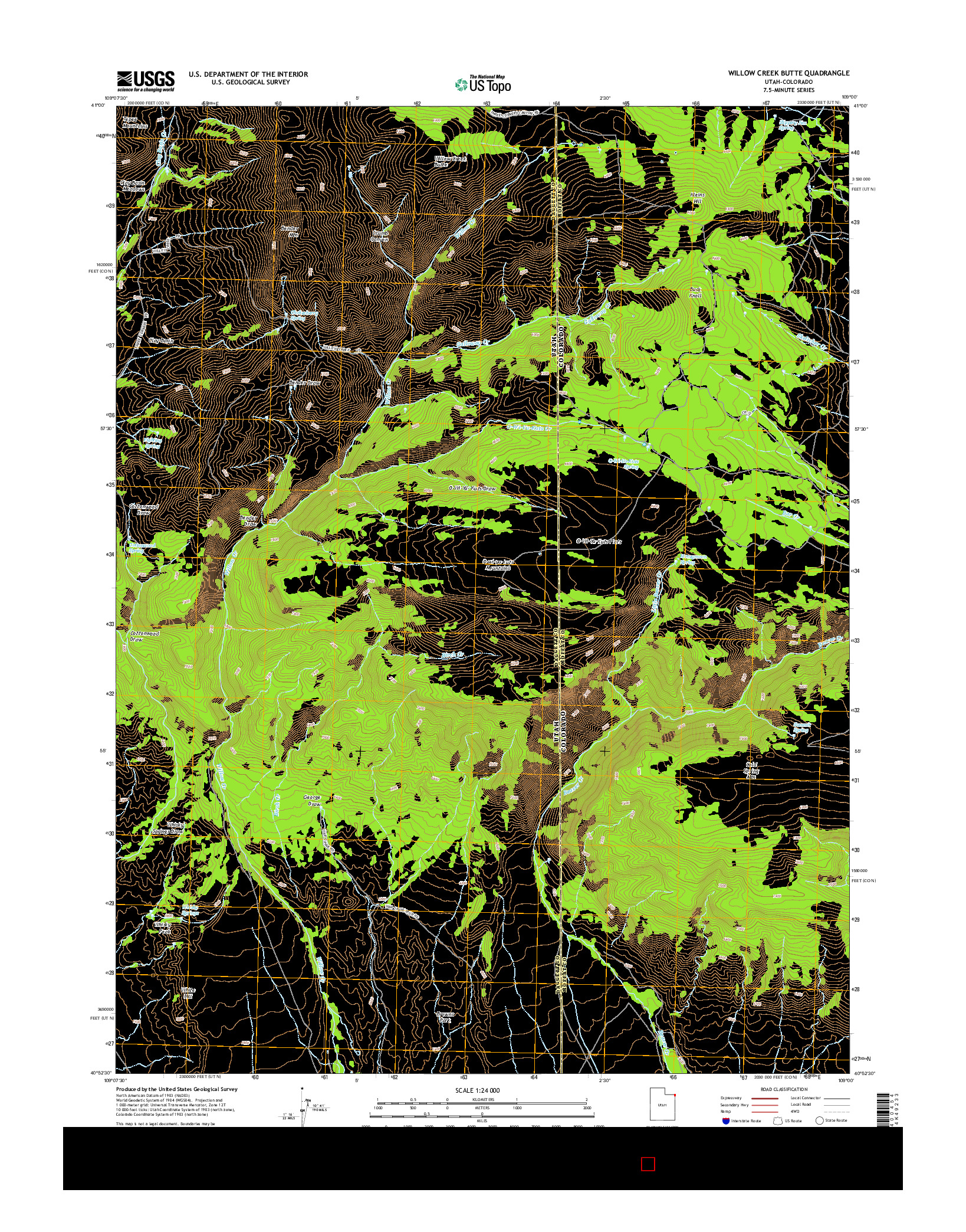 USGS US TOPO 7.5-MINUTE MAP FOR WILLOW CREEK BUTTE, UT-CO 2014