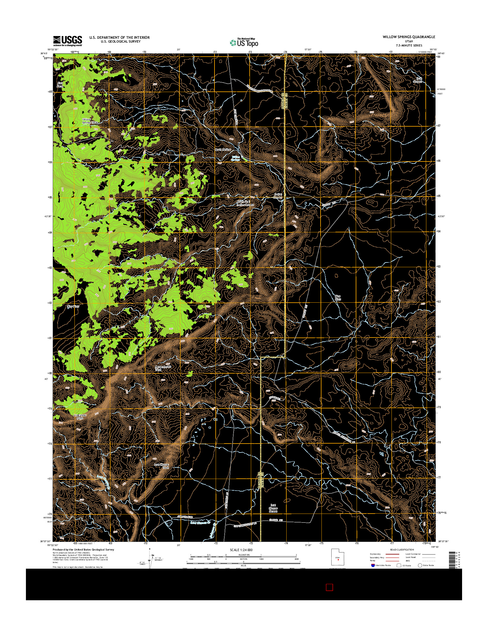 USGS US TOPO 7.5-MINUTE MAP FOR WILLOW SPRINGS, UT 2014