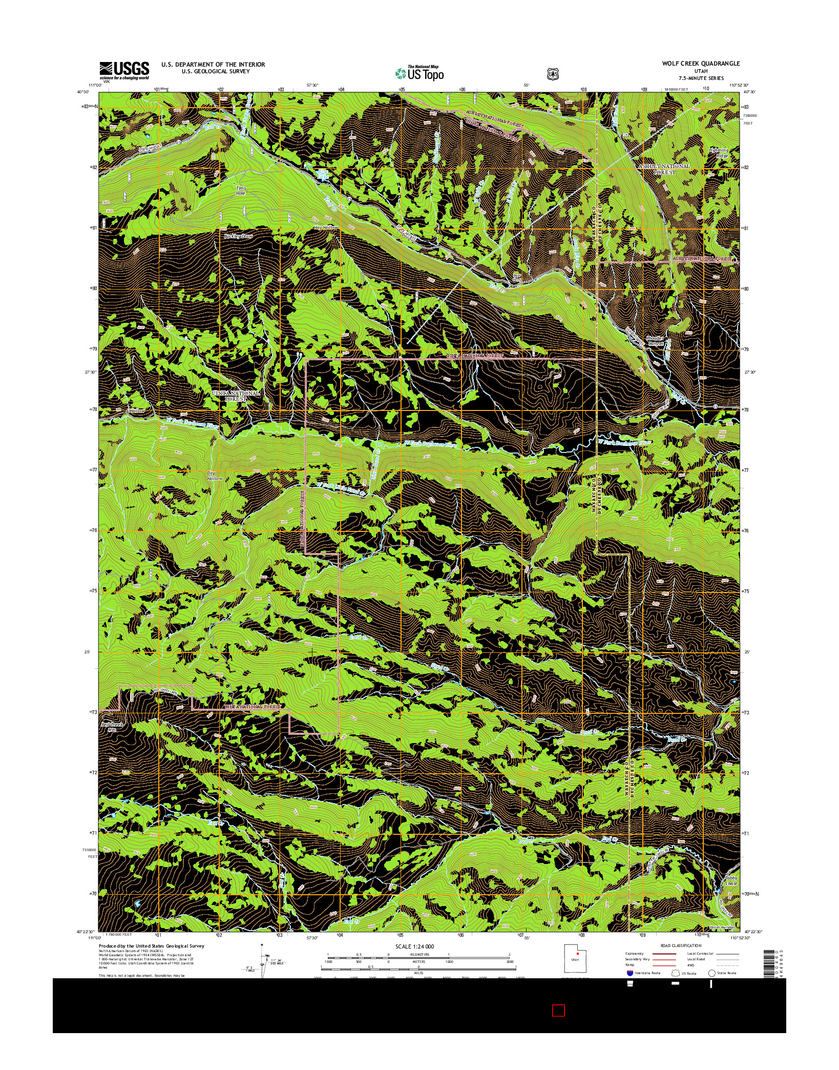 USGS US TOPO 7.5-MINUTE MAP FOR WOLF CREEK, UT 2014