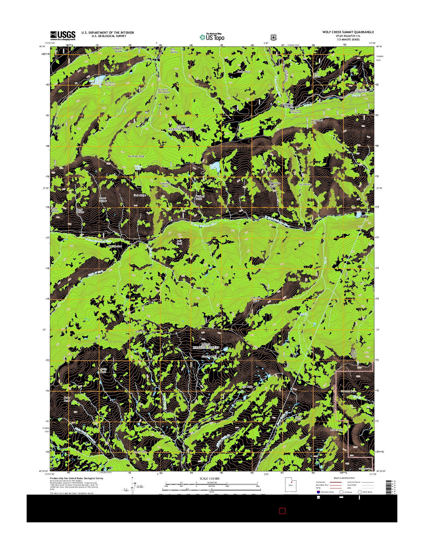 USGS US TOPO 7.5-MINUTE MAP FOR WOLF CREEK SUMMIT, UT 2014