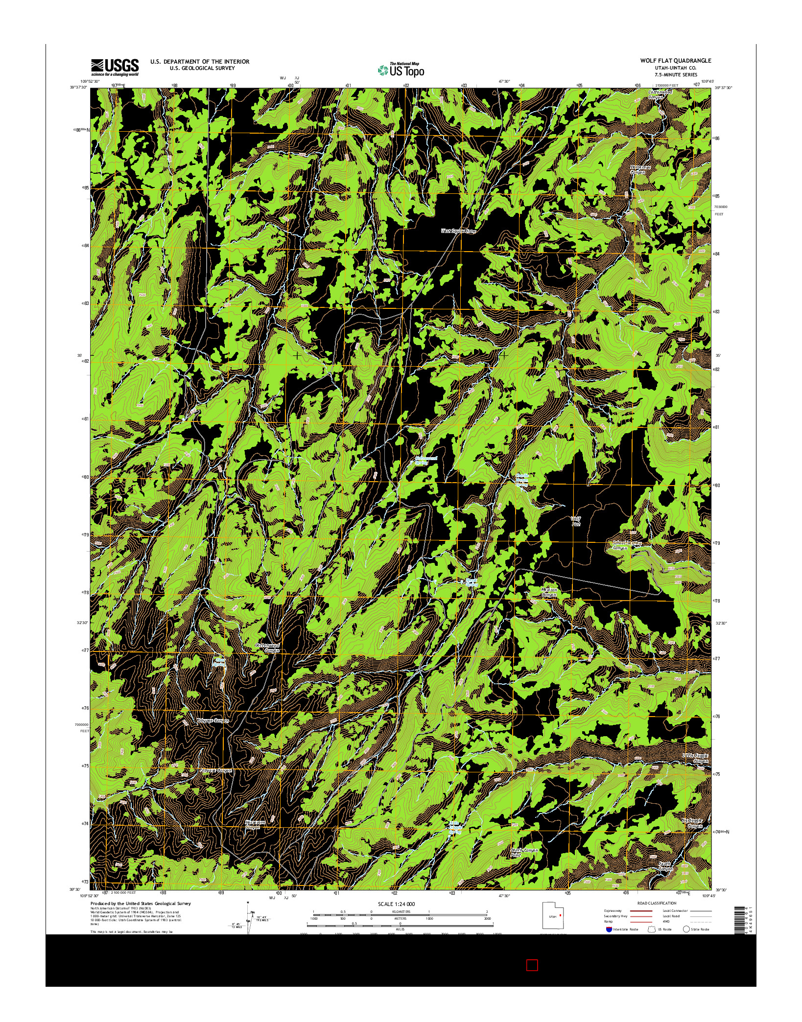 USGS US TOPO 7.5-MINUTE MAP FOR WOLF FLAT, UT 2014