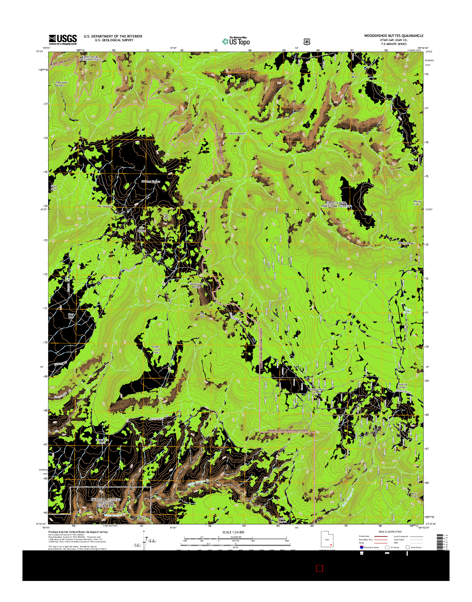 USGS US TOPO 7.5-MINUTE MAP FOR WOODENSHOE BUTTES, UT 2014