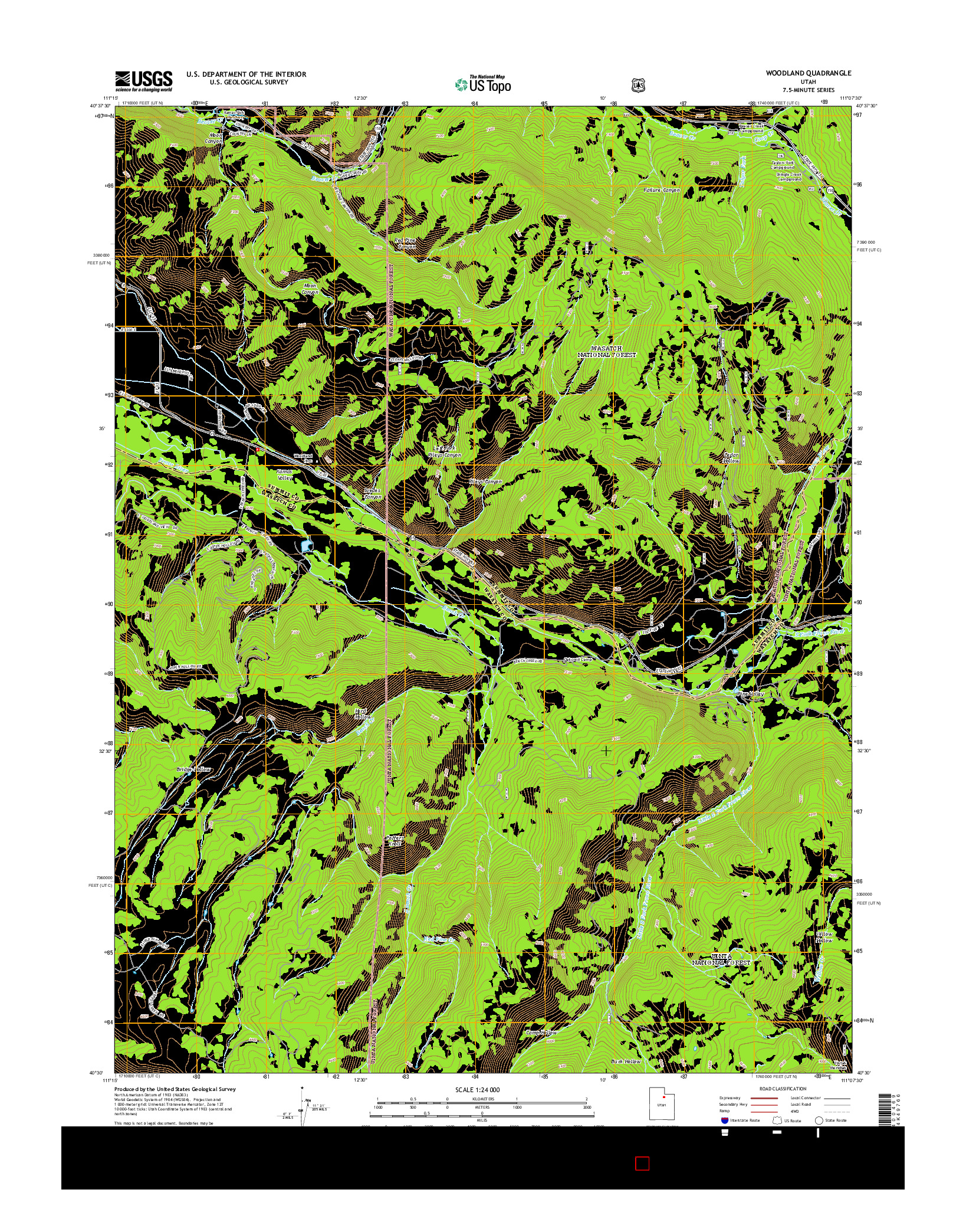 USGS US TOPO 7.5-MINUTE MAP FOR WOODLAND, UT 2014