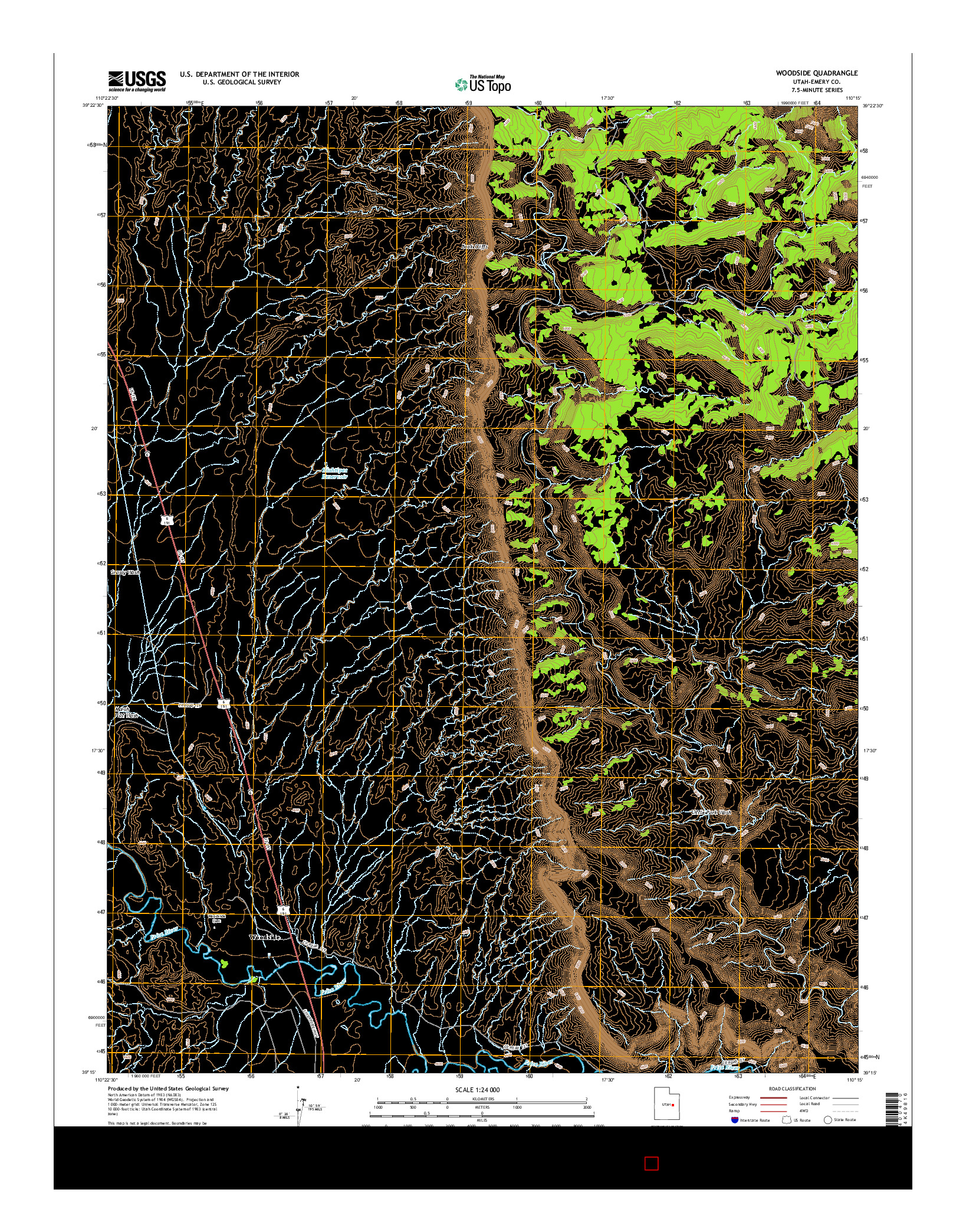 USGS US TOPO 7.5-MINUTE MAP FOR WOODSIDE, UT 2014
