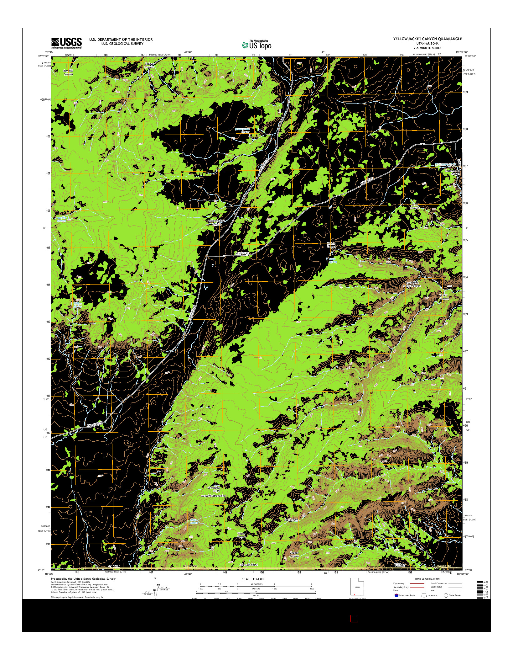 USGS US TOPO 7.5-MINUTE MAP FOR YELLOWJACKET CANYON, UT-AZ 2014
