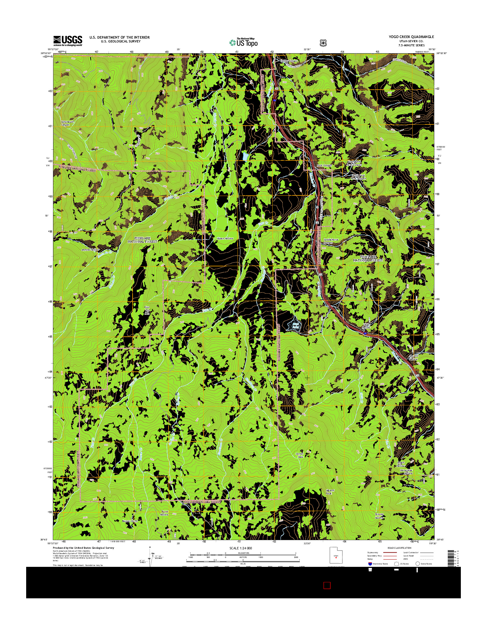 USGS US TOPO 7.5-MINUTE MAP FOR YOGO CREEK, UT 2014