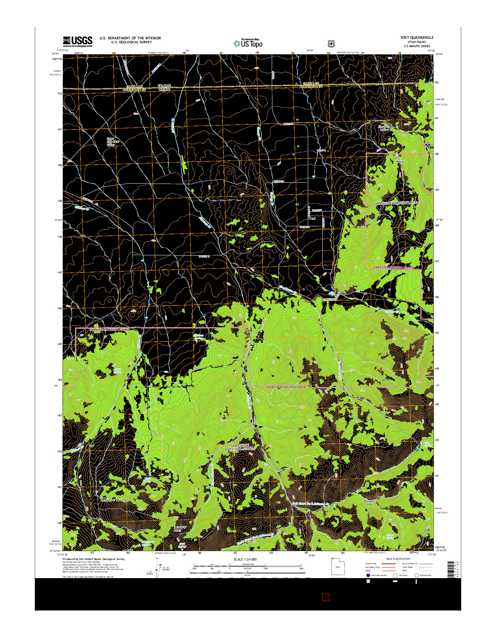 USGS US TOPO 7.5-MINUTE MAP FOR YOST, UT-ID 2014