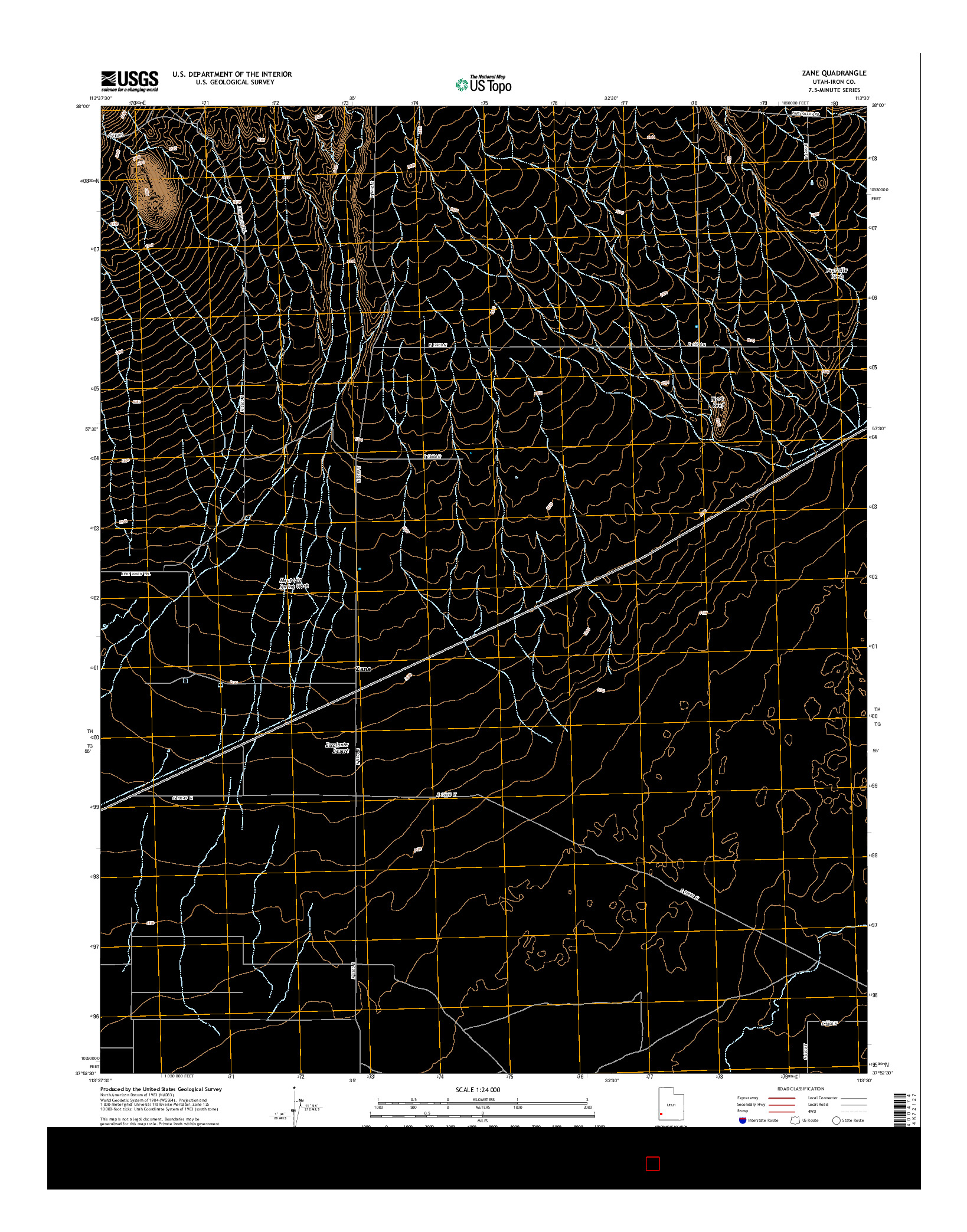 USGS US TOPO 7.5-MINUTE MAP FOR ZANE, UT 2014