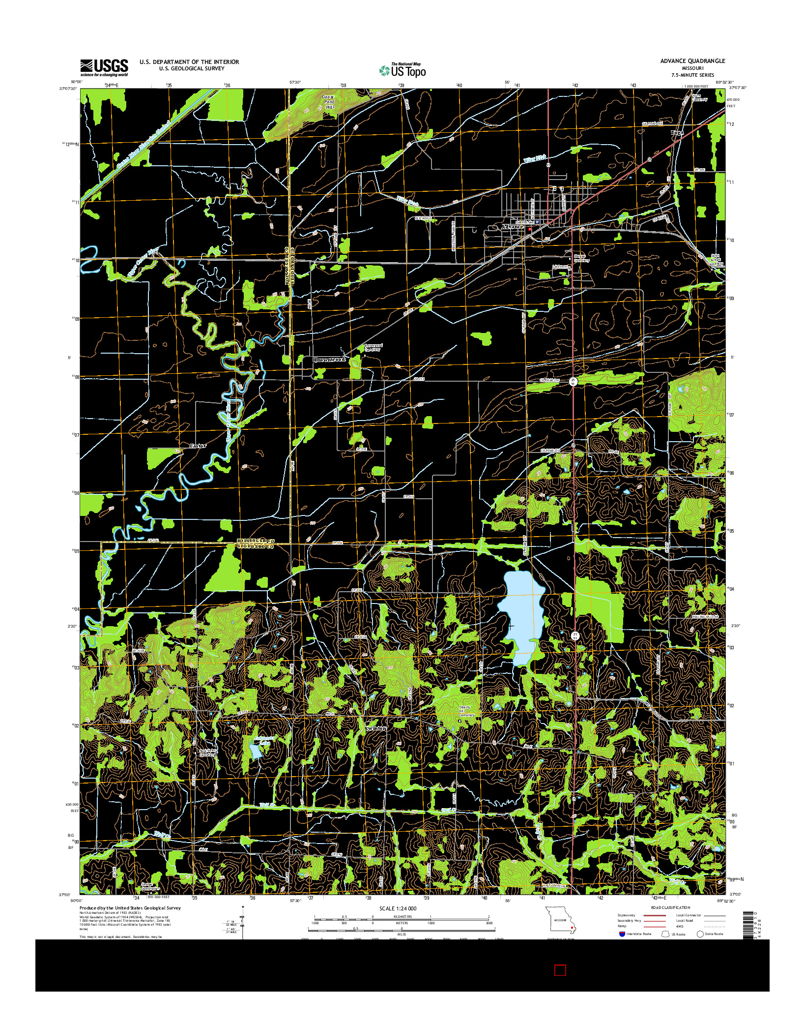 USGS US TOPO 7.5-MINUTE MAP FOR ADVANCE, MO 2015