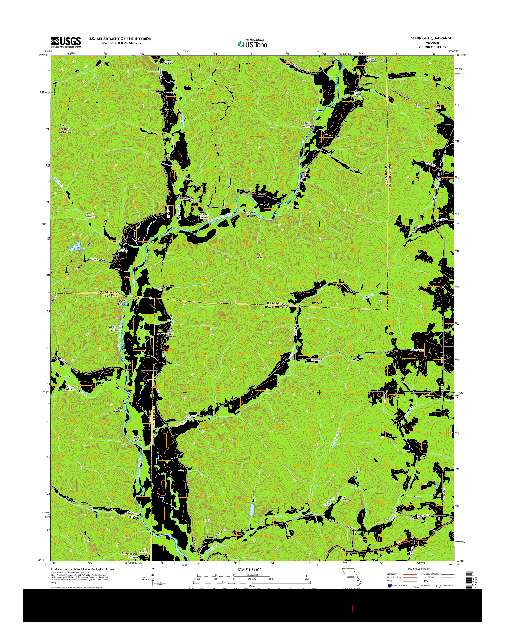 USGS US TOPO 7.5-MINUTE MAP FOR ALLBRIGHT, MO 2015