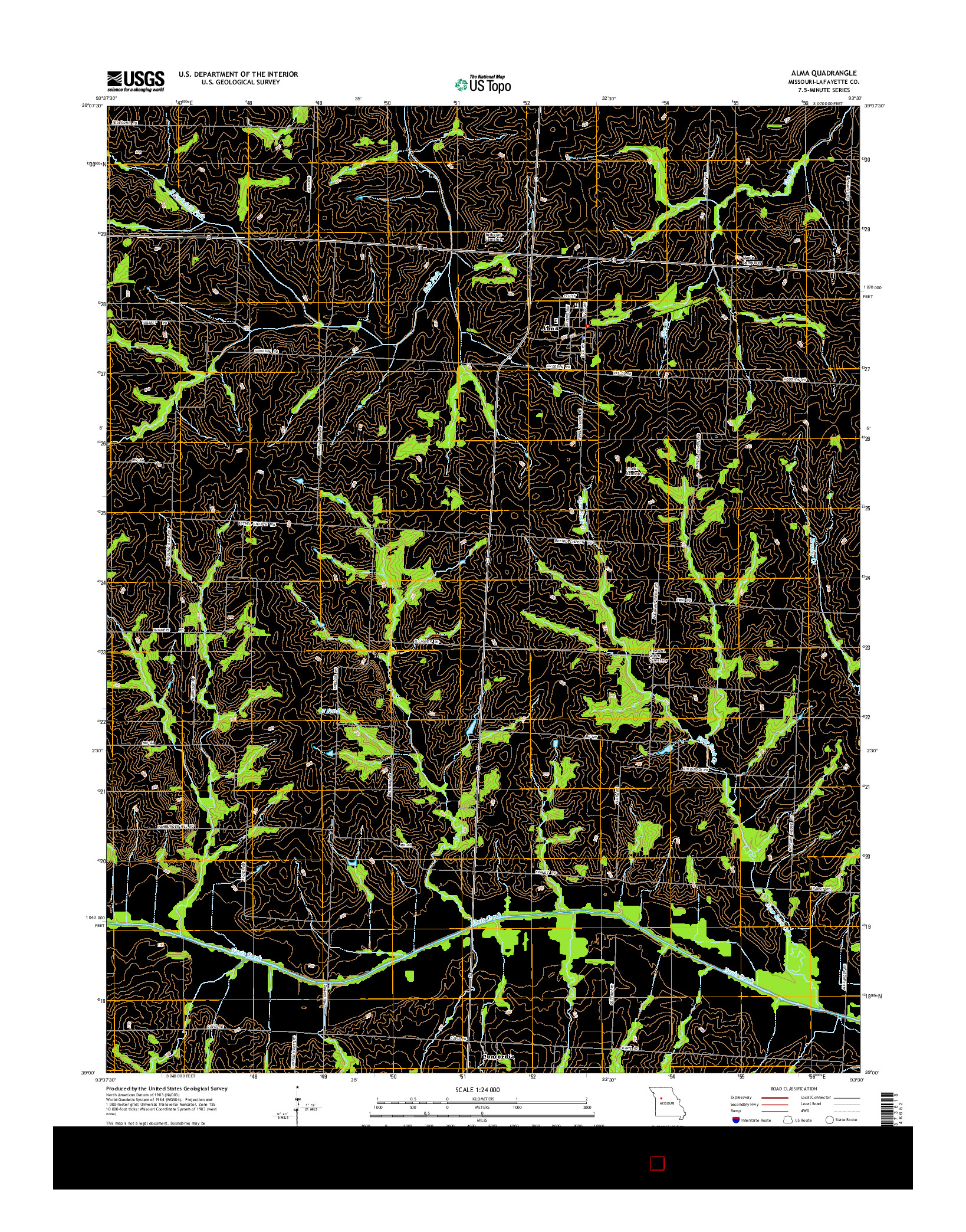 USGS US TOPO 7.5-MINUTE MAP FOR ALMA, MO 2015