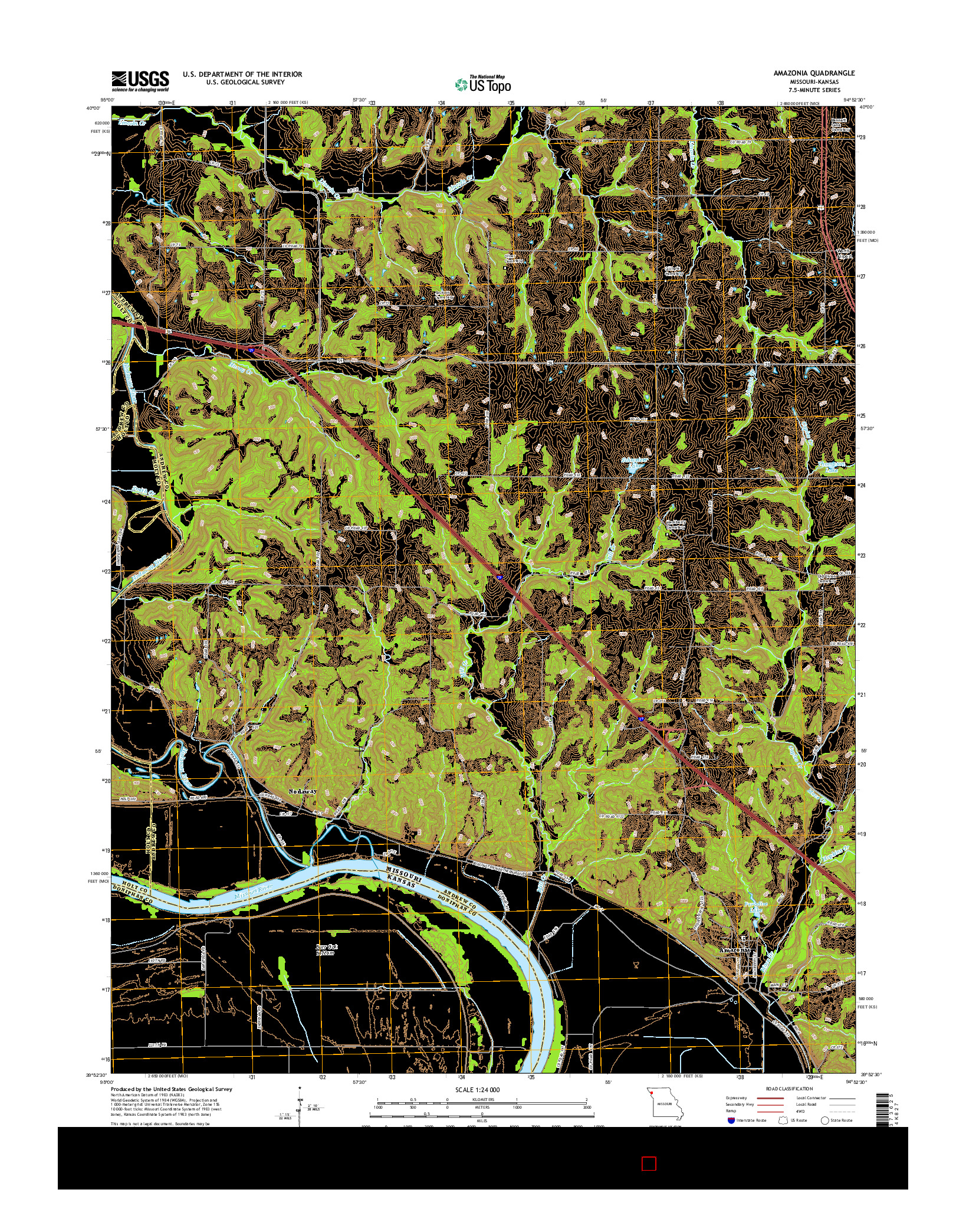 USGS US TOPO 7.5-MINUTE MAP FOR AMAZONIA, MO-KS 2015
