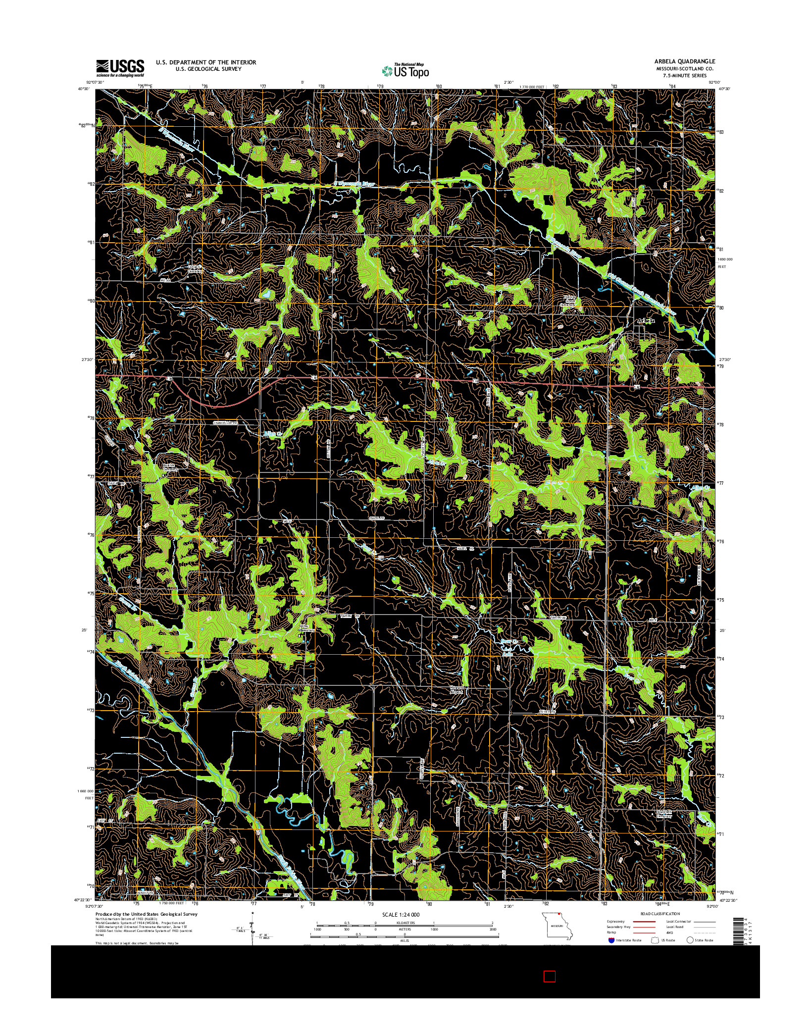 USGS US TOPO 7.5-MINUTE MAP FOR ARBELA, MO 2015