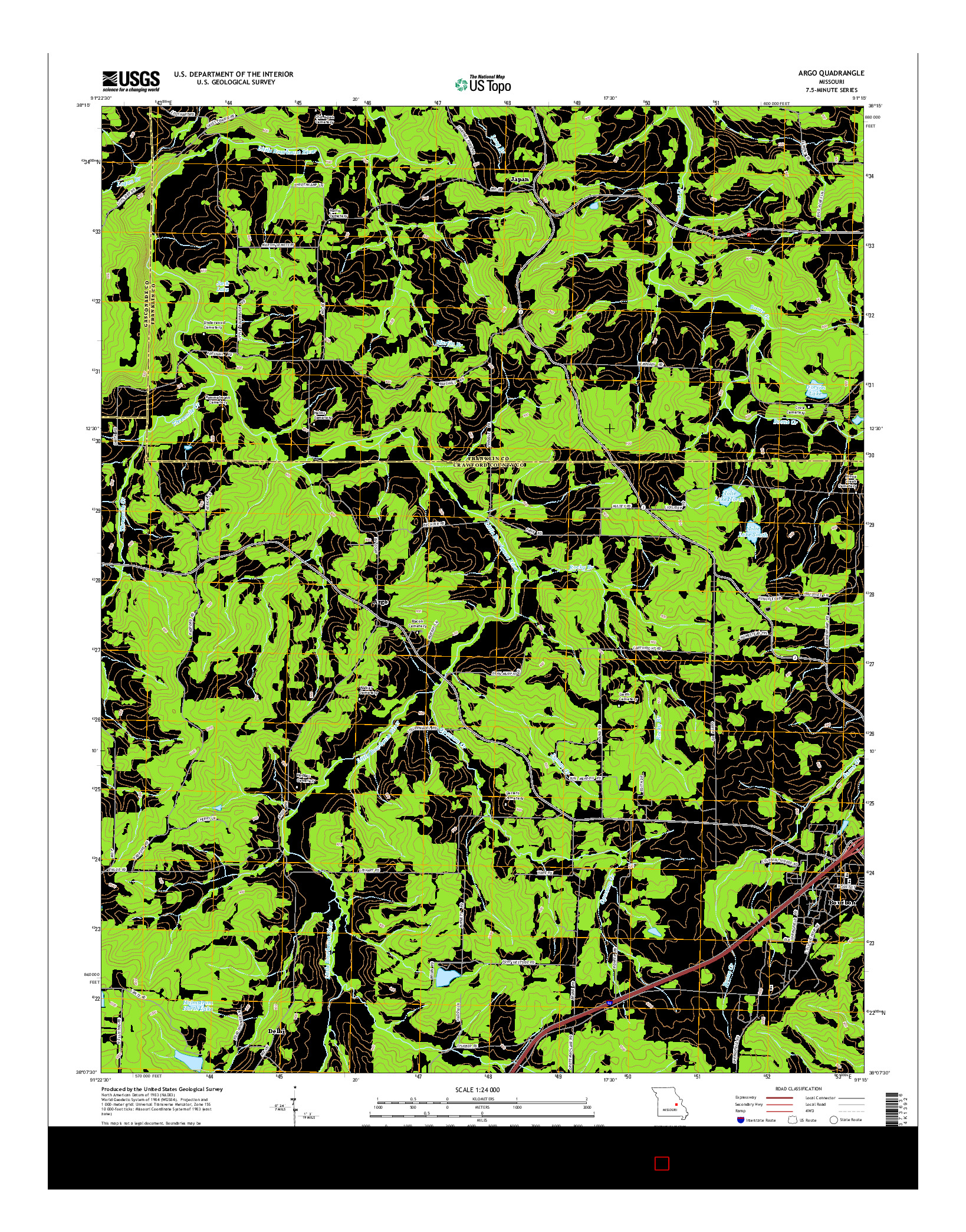 USGS US TOPO 7.5-MINUTE MAP FOR ARGO, MO 2015