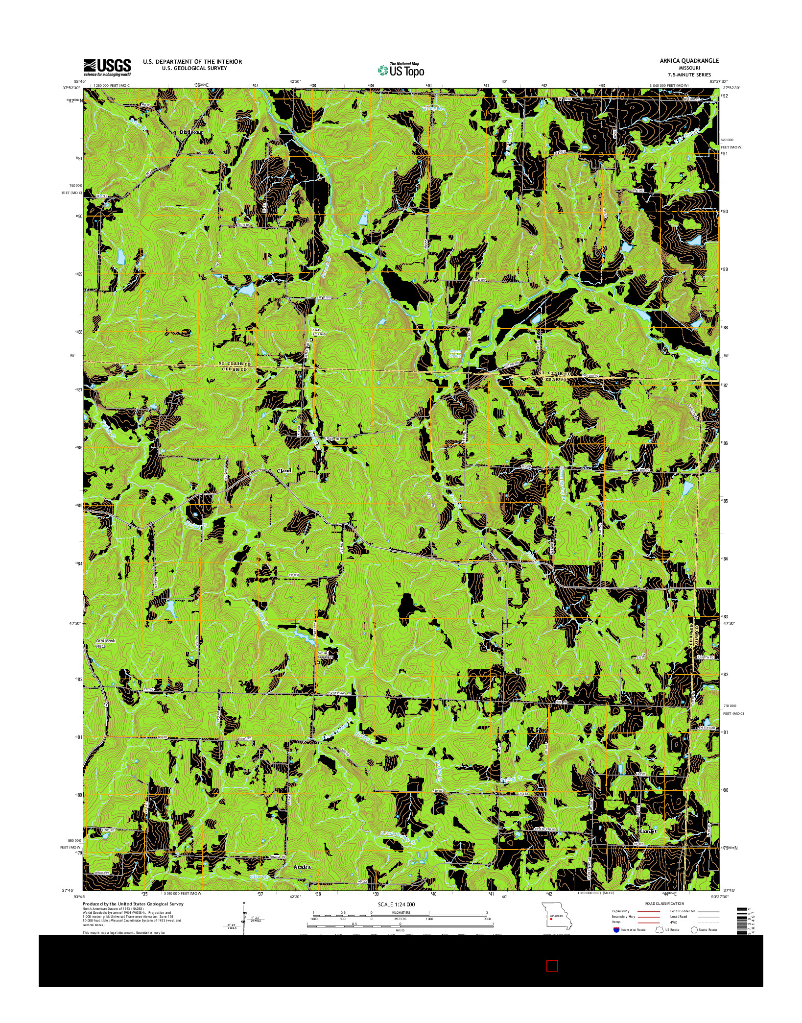 USGS US TOPO 7.5-MINUTE MAP FOR ARNICA, MO 2015