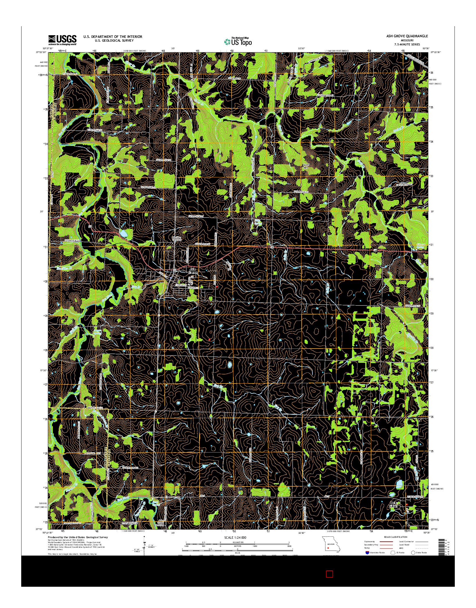 USGS US TOPO 7.5-MINUTE MAP FOR ASH GROVE, MO 2015