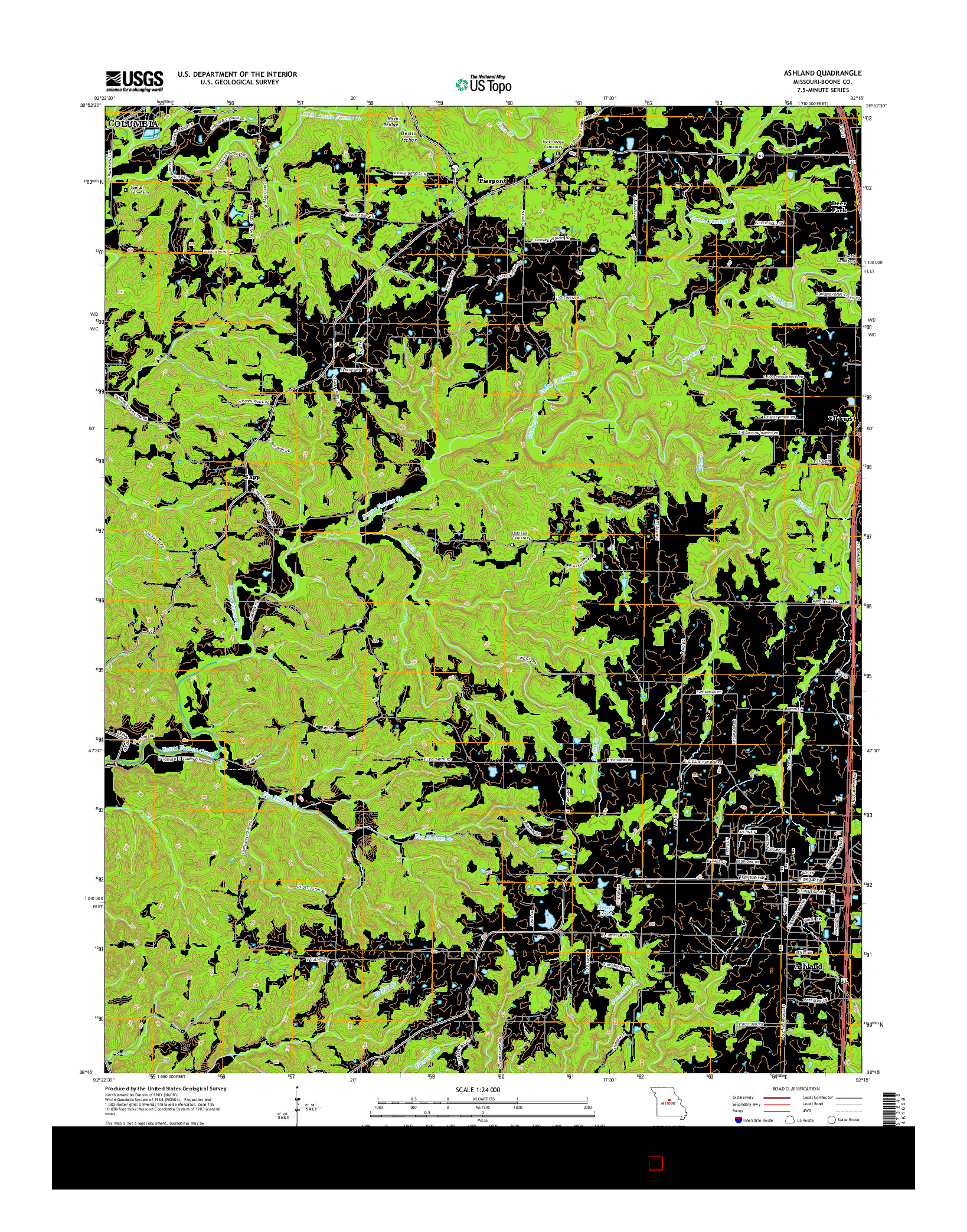 USGS US TOPO 7.5-MINUTE MAP FOR ASHLAND, MO 2015