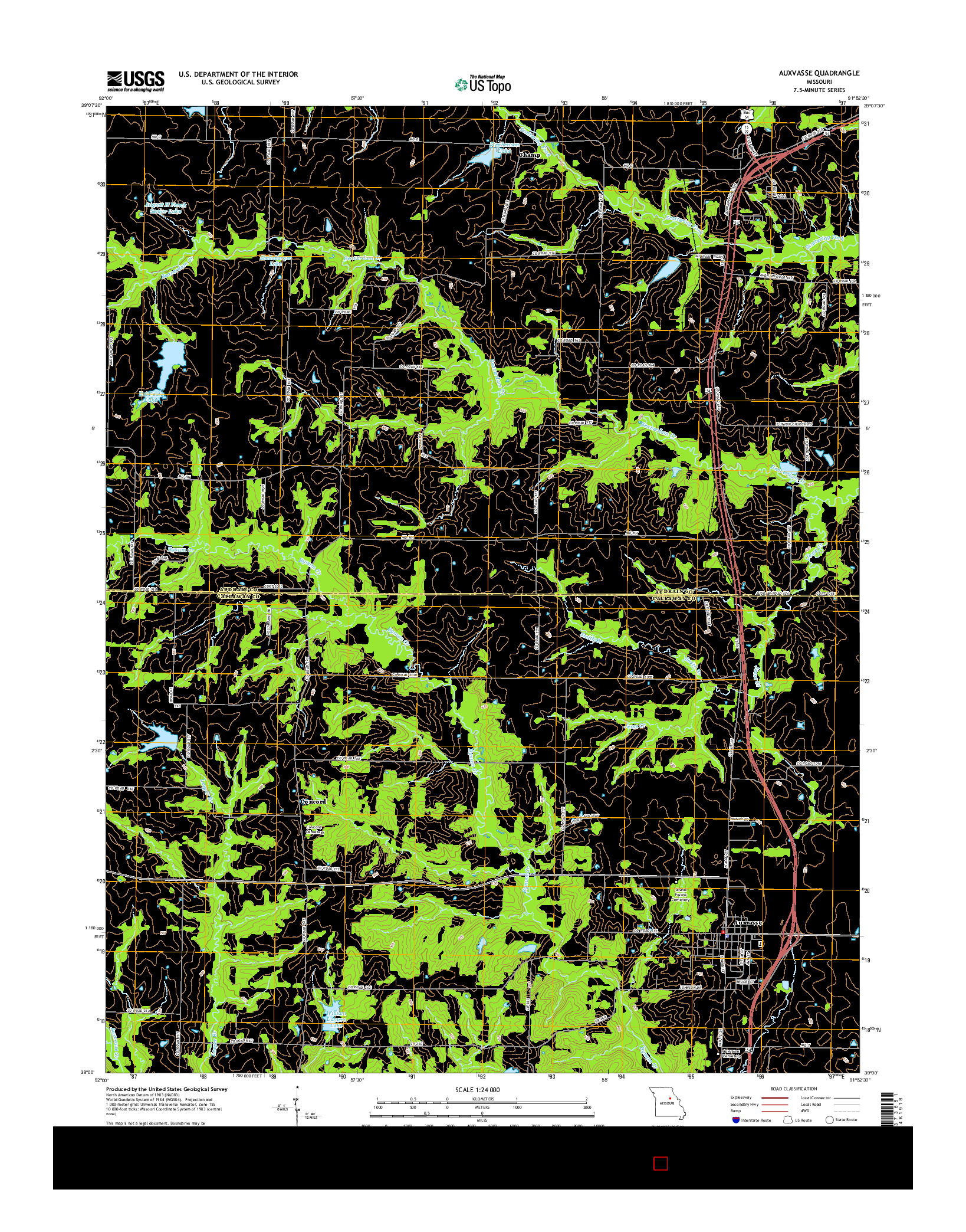 USGS US TOPO 7.5-MINUTE MAP FOR AUXVASSE, MO 2015